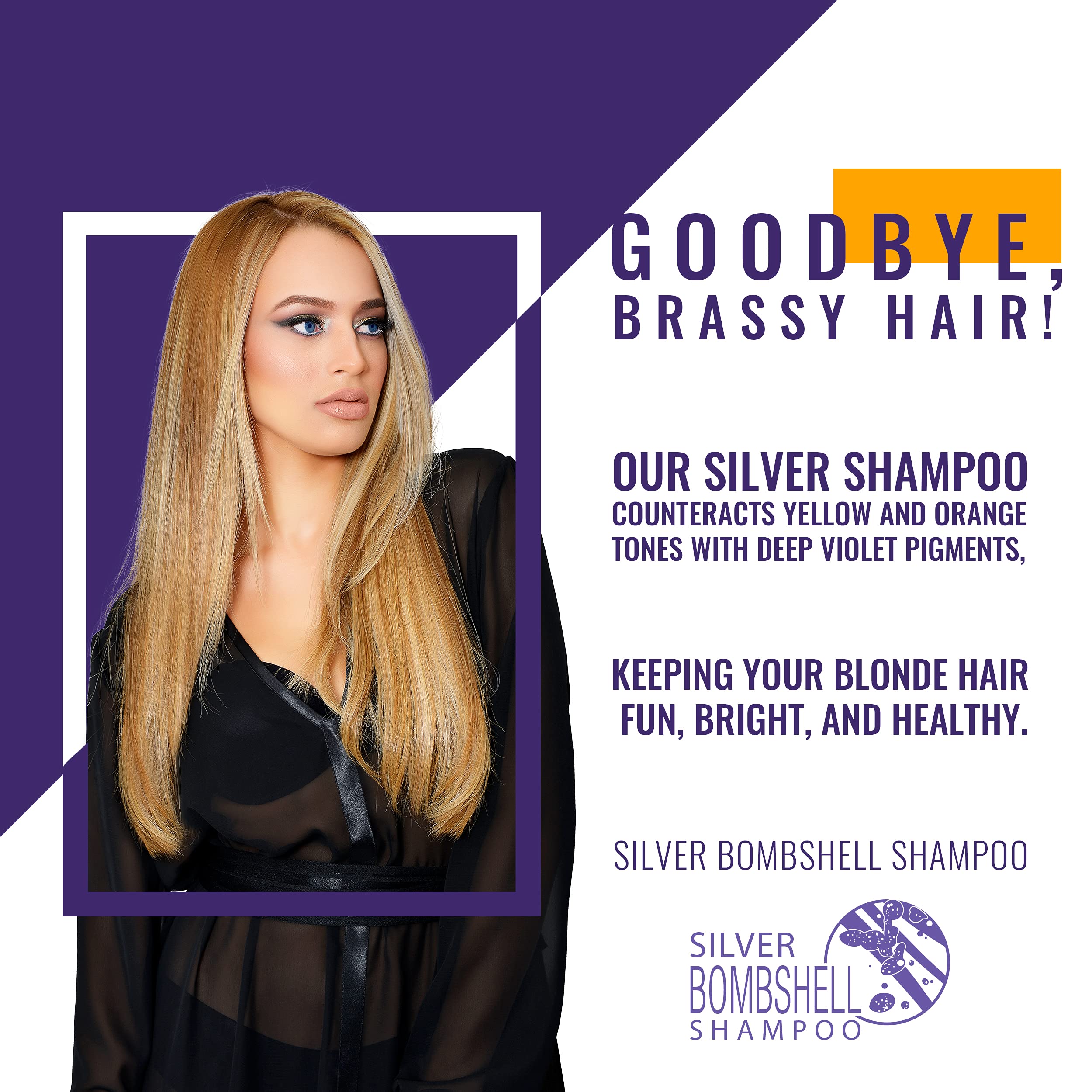 Gk Hair Global Keratin Silver Bombshell Purple Shampoo (9.5 Fl Oz/280Ml) For Blonde, Platinum, Ash, Silver & Gray Hair Moisturiz