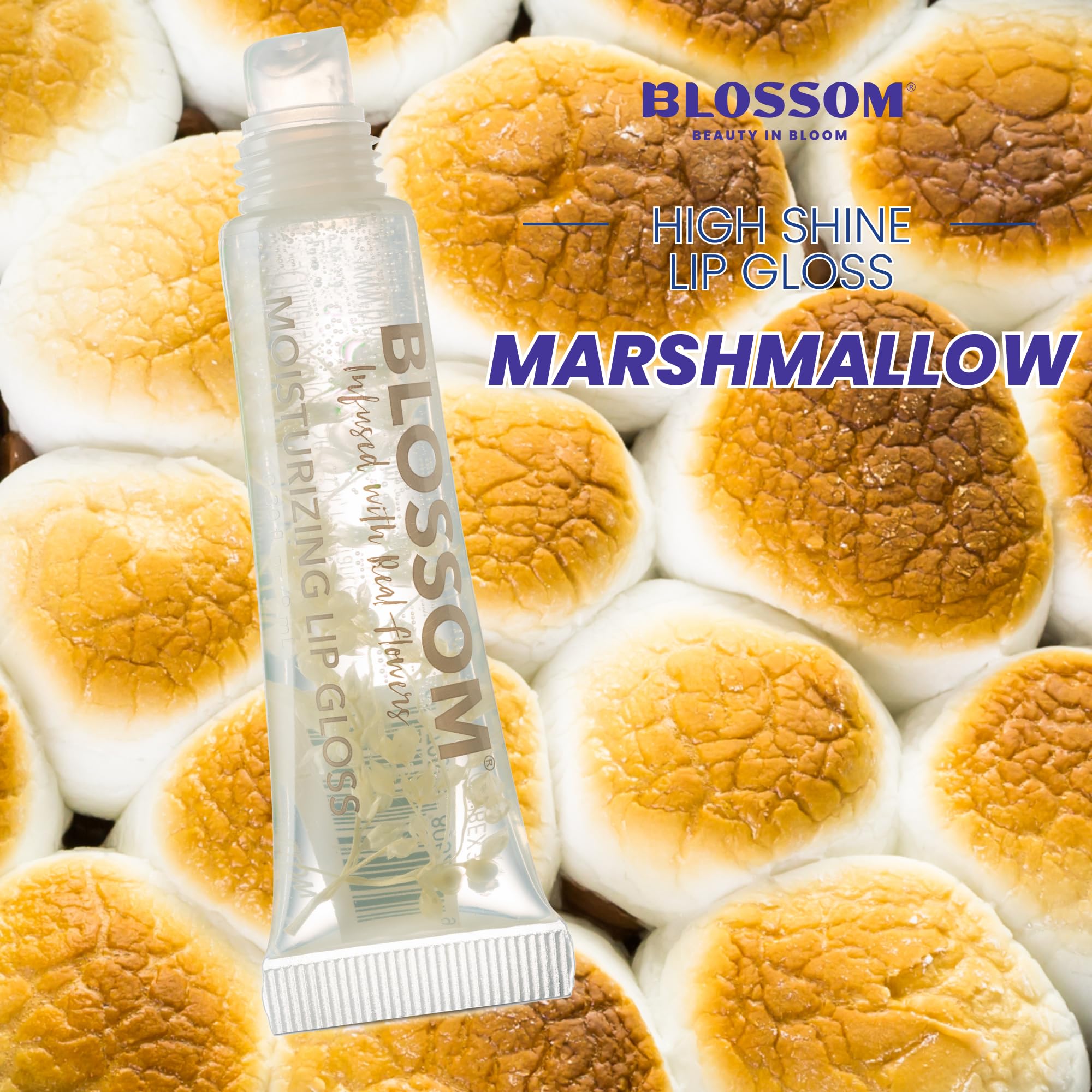 Blossom Scented Roll On Lip Gloss, Moisturizing Lip Gloss Tubes, Hydrating & Strengthening Scented Cuticle Oil With Real Flowers