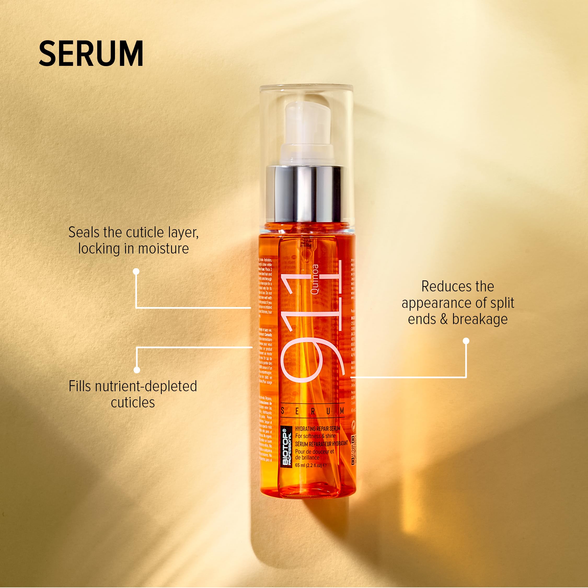 Biotop Professional 911 Quinoa Serum - Hair Serum For Frizzy and Damaged Hair to Repair and Promote Shine - UV + Heat Protectant
