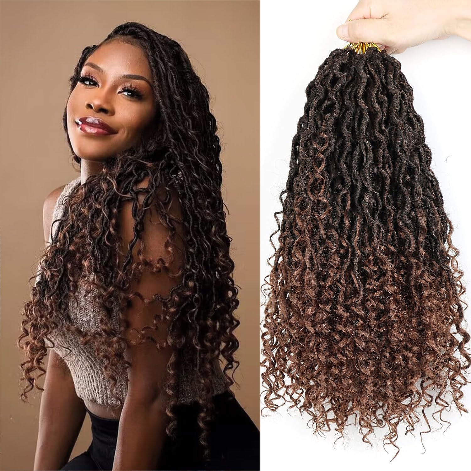 LMZIM 14 inch Goddess Locs Crochet Hair 8 Packs Boho Locs Crochet Braids,Hippie Locs Crochet Hair for Black Women Faux locs Croc