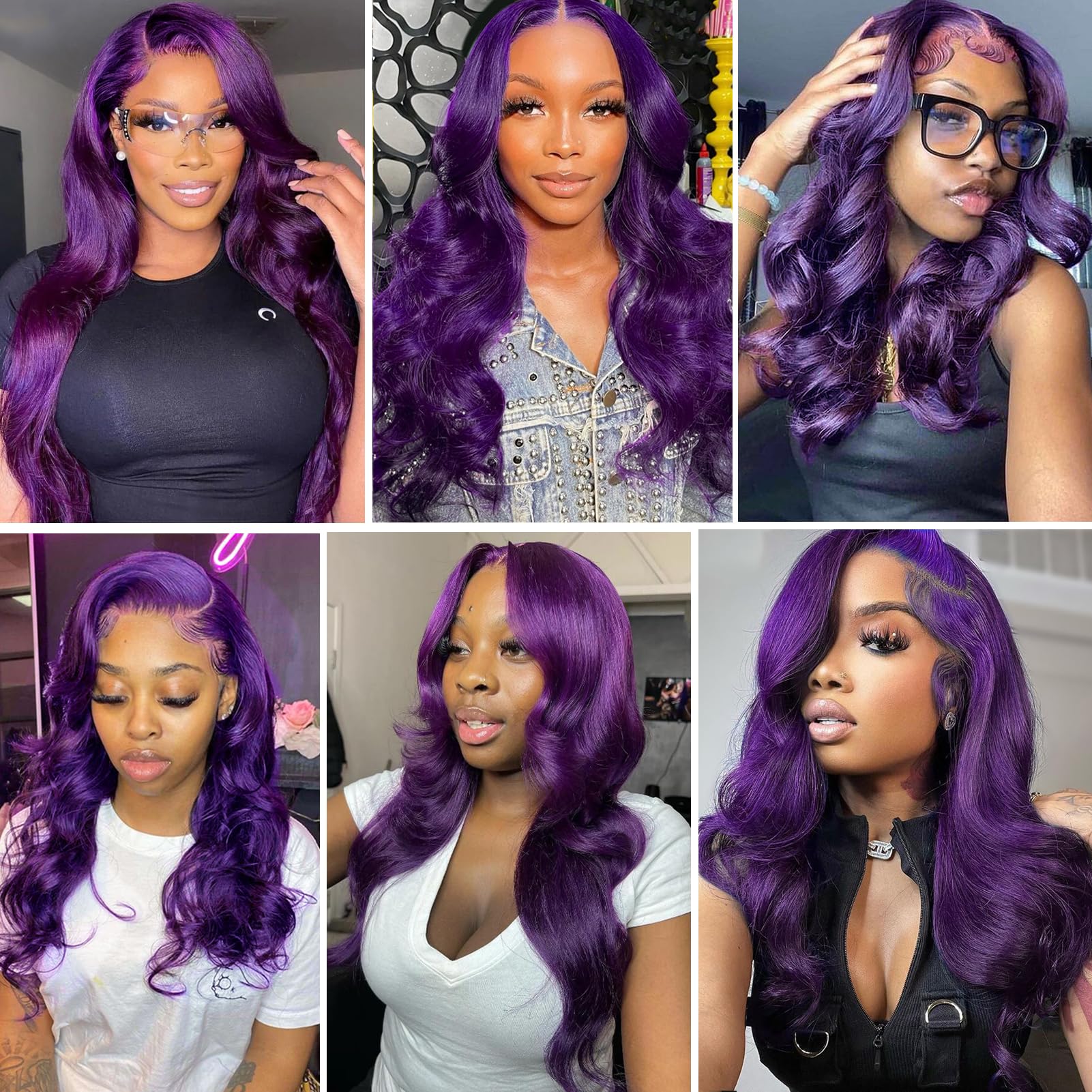Yms Hd 13X4 Lace Front Wigs Human Hair 200% Density Purple Human Hair Wigs For Women Body Wave Lace Frontal Wigs Human Hair Pre