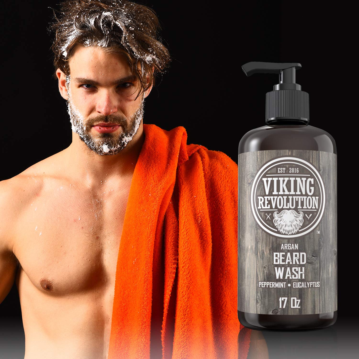 Beard Wash Shampoo W/Argan & Jojoba Oils - Softens & Strengthens - Natural Peppermint And Eucalyptus Scent - Beard Shampoo W/Bea