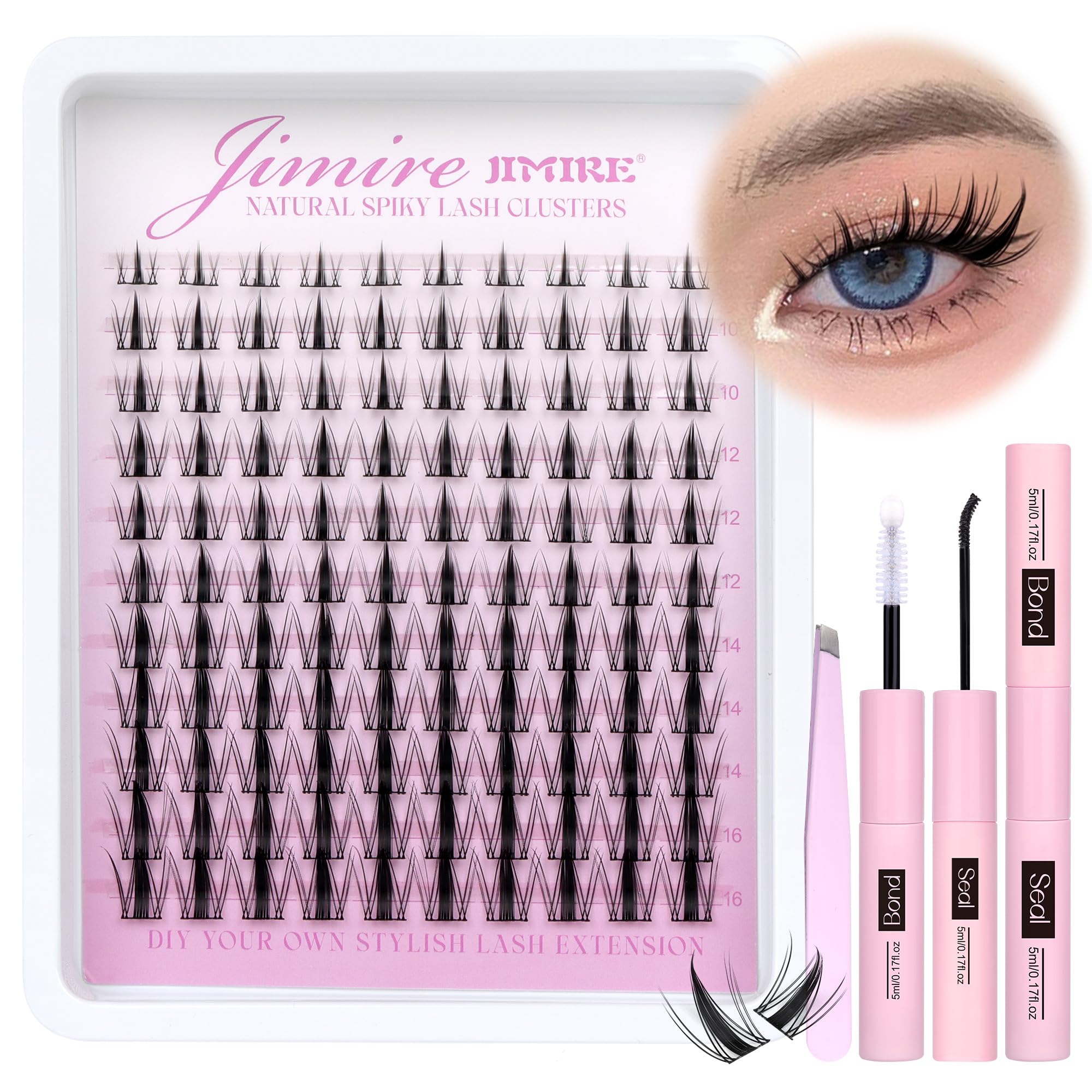 Jimire Lash Clusters Kit Manga Cluster Lashes Natural Look Wispy Diy Lash Extension Kit With Lash Bond And Seal Waterproof 110Pc
