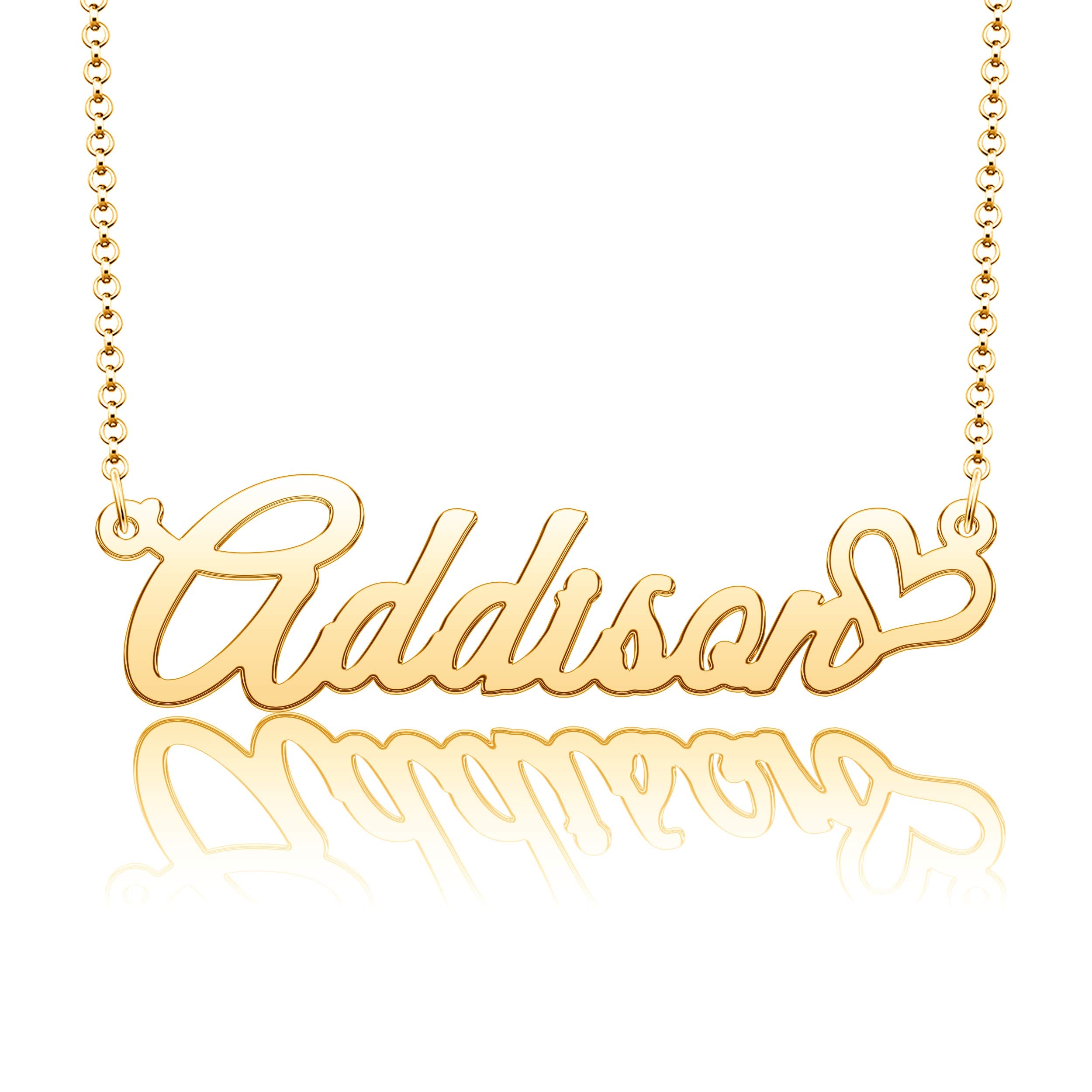 CoolJewelry Personalized Name Necklace Heart Symbol 316 Stainless Steel Jewelry for Name Necklace for Addison