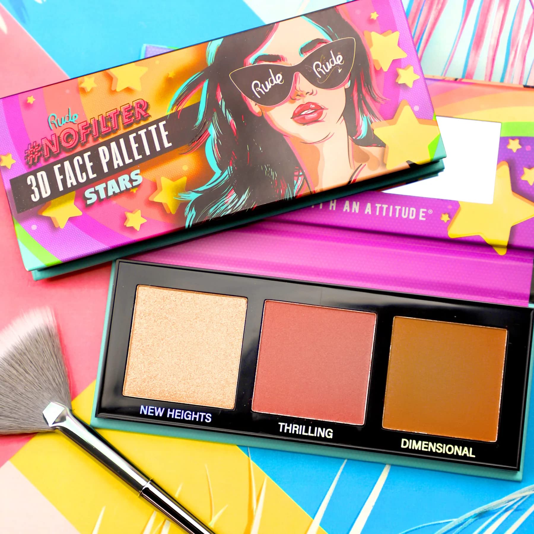 RUDE NOFILTER 3D FACE PALETTE, Stars