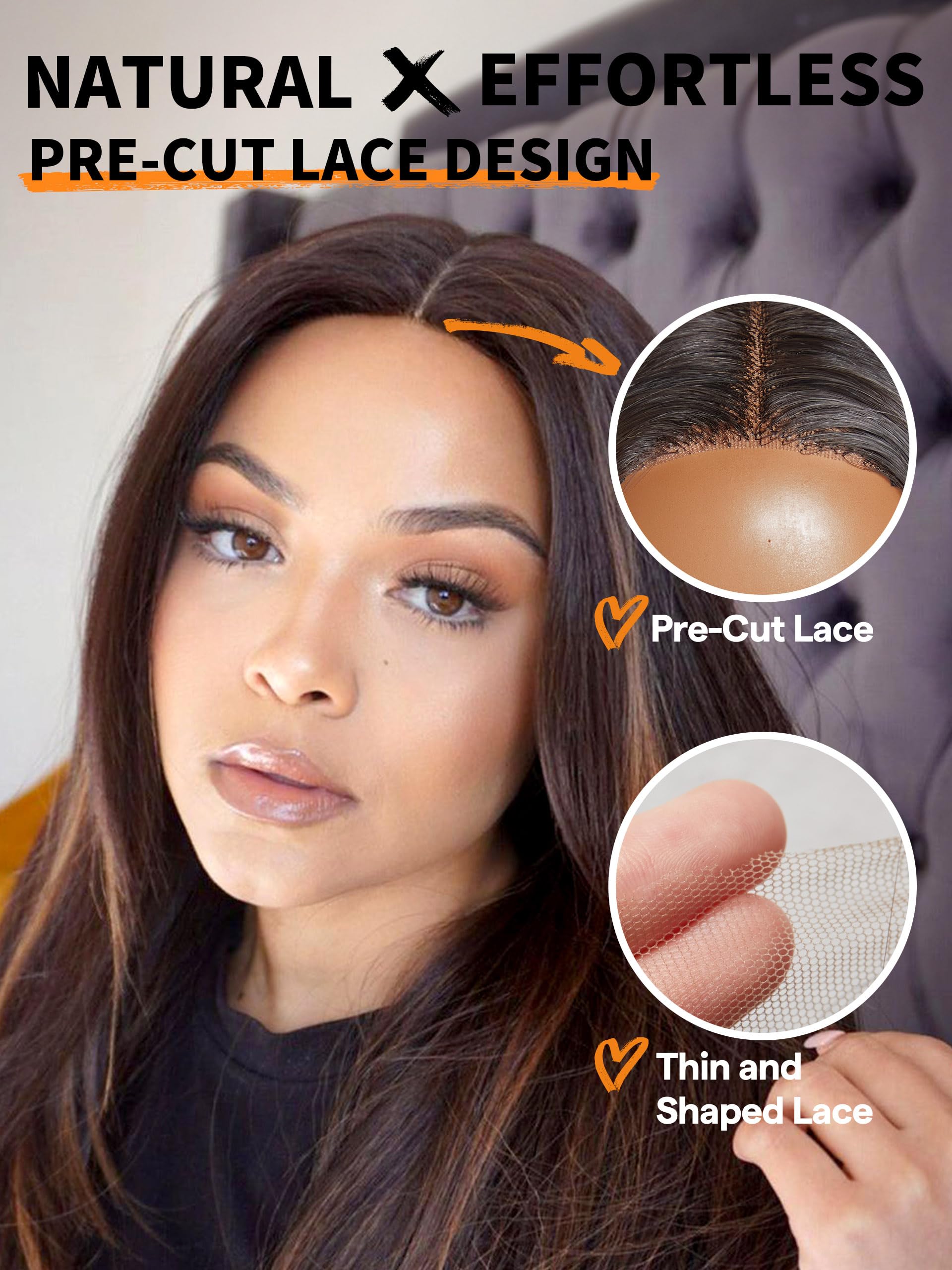 Gorgius Highlight Black Straight Wigs Glueless Black Mixed Brown Wig 20 Inch Put On Go Wigs Crafted With Style-Archive Technolog
