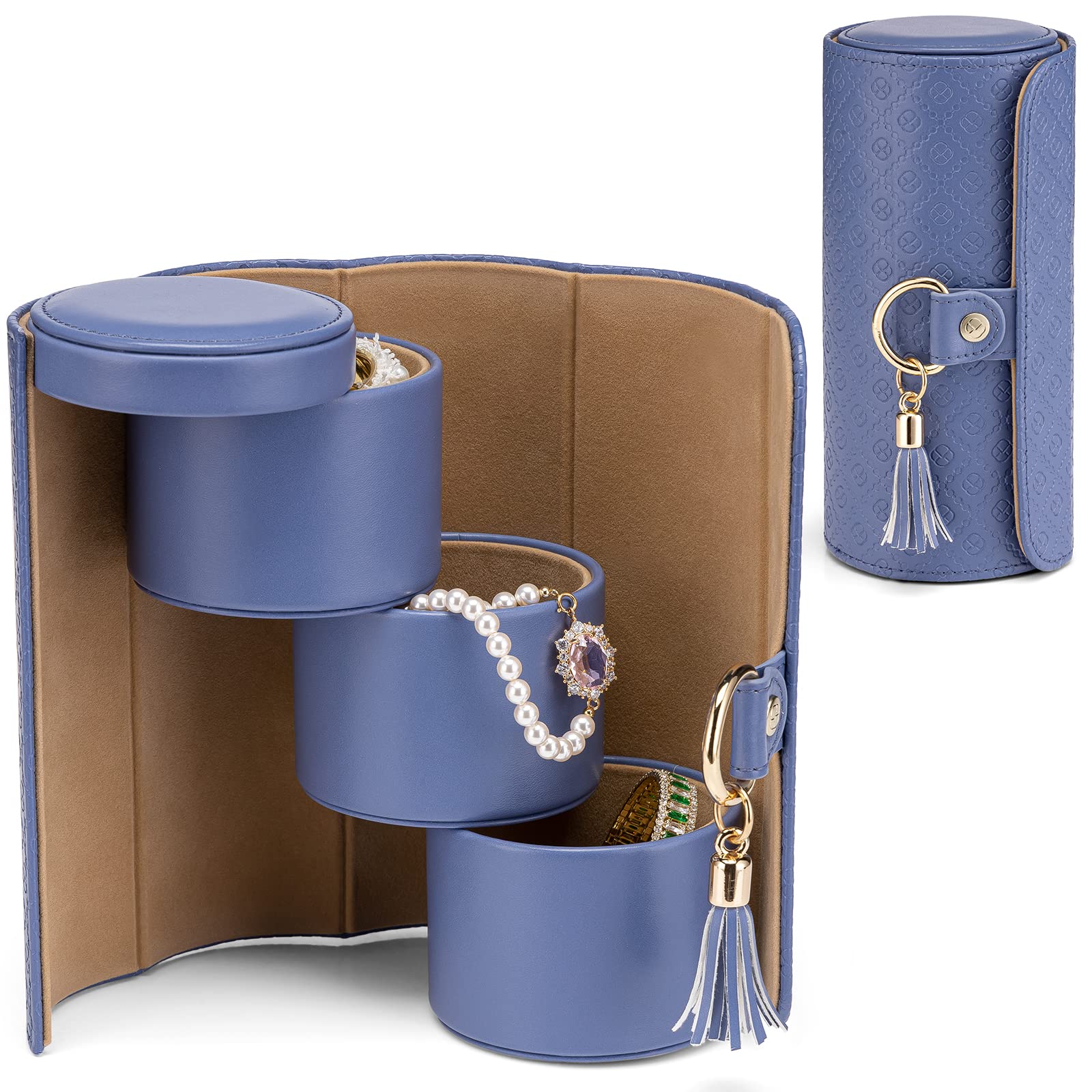 Vlando Christmas Gifts for Mom, Women, Wife - Travel Jewelry Oragnizer, 3-Layer Jewelry Storage Box, Travel Essential Accessorie