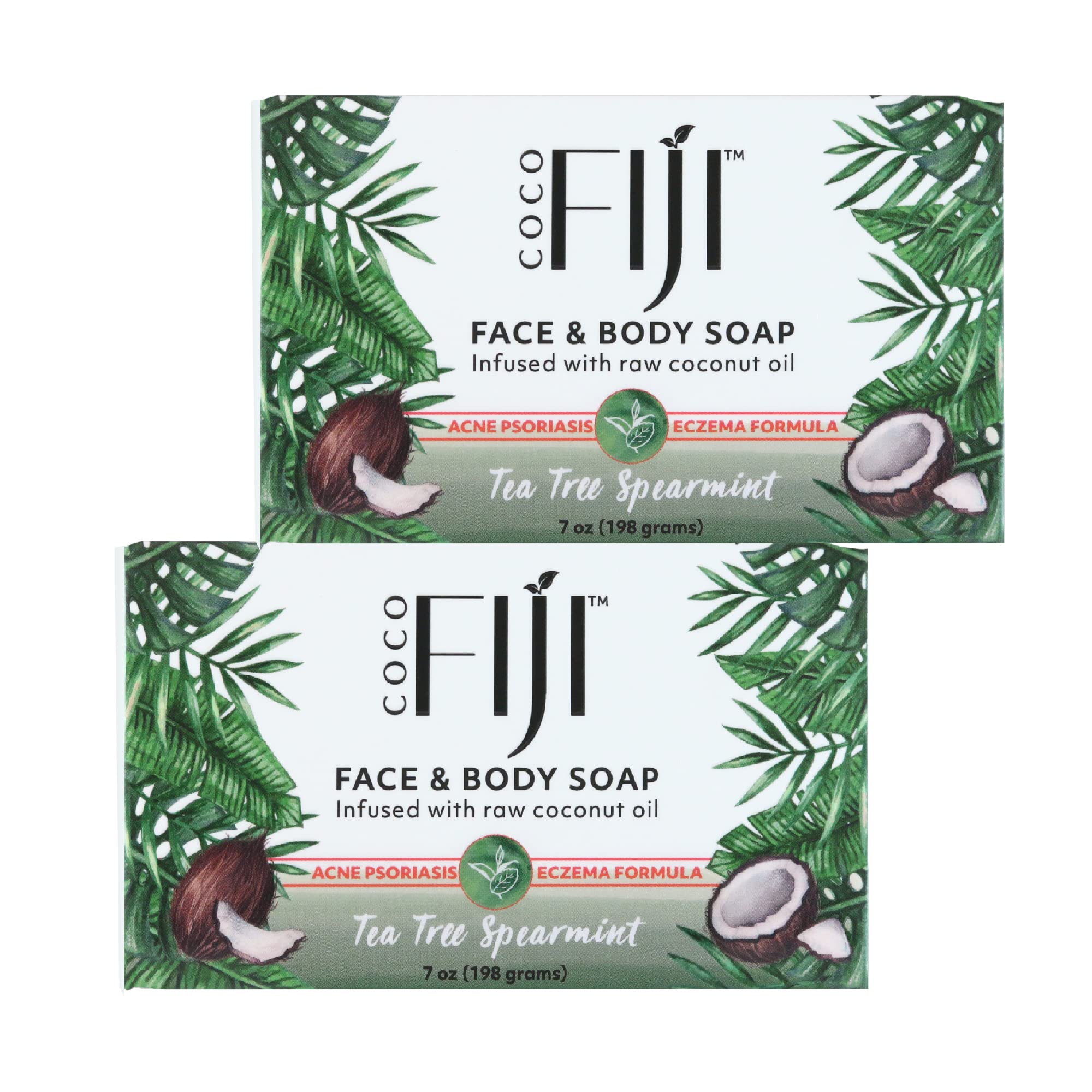 Coco Fiji Soap Bar for Face and Body Infused With Organic Coconut Oil, Tea Tree Spearmint, Essential Oil, Natural Soap for Moist