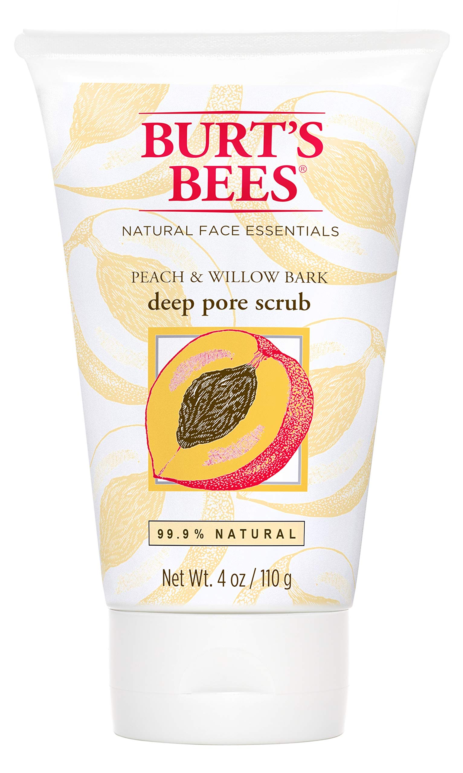 Burts Bees Peach and Willow Bark Deep Pore Scrub, Exfoliating Facial Scrub, 4 Ounces