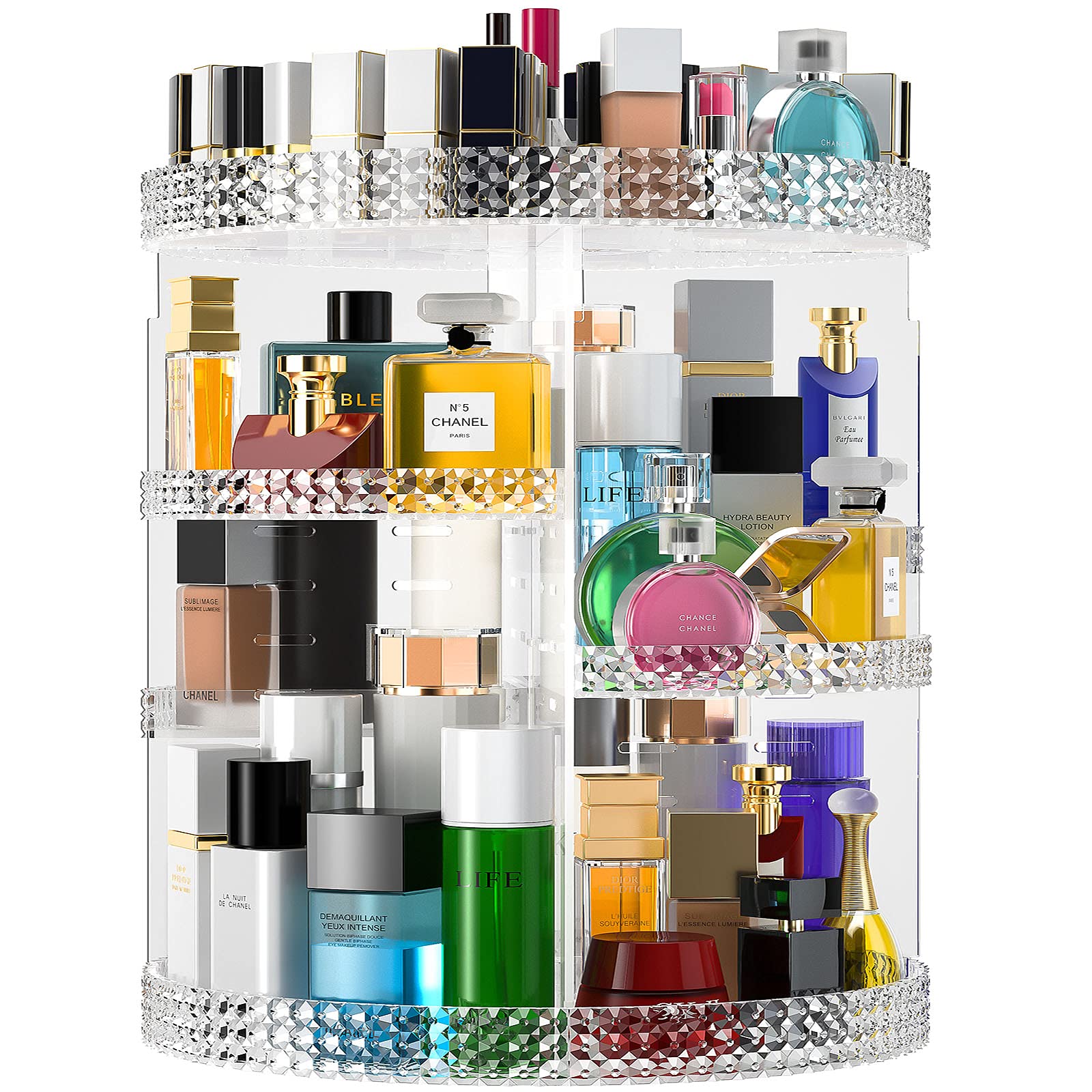 360 Rotating Makeup Organizer Countertop, Clear Acrylic Large Perfume Organizer, Organizador De Perfumes, 7 Layers Make Up Organ