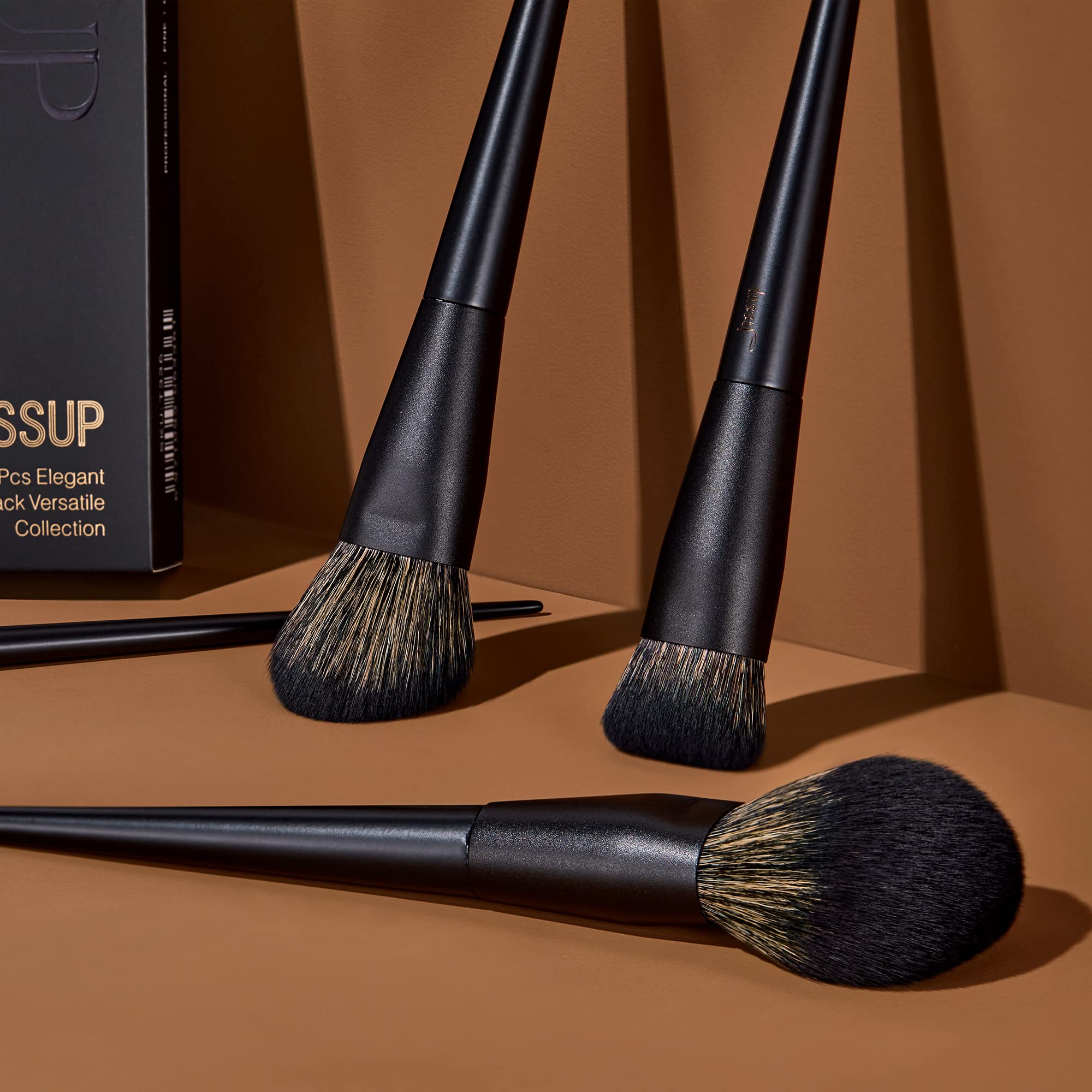 Makeup Brushes Set Jessup Make Up Brushes 14Pcs Black Kabuki Foundation Eyeshadow Contour Concealer Powder Eyeliner Crease Eyebr