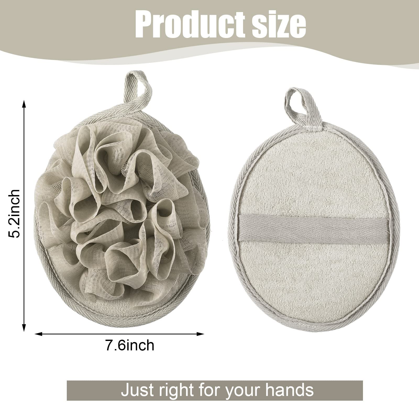 12 Pieces Shower Puff Bath Travel Loofah With Elastic Hand Strap Exfoliating Washable Loofah Mesh Pouf Sponges Bath Hand Loofah
