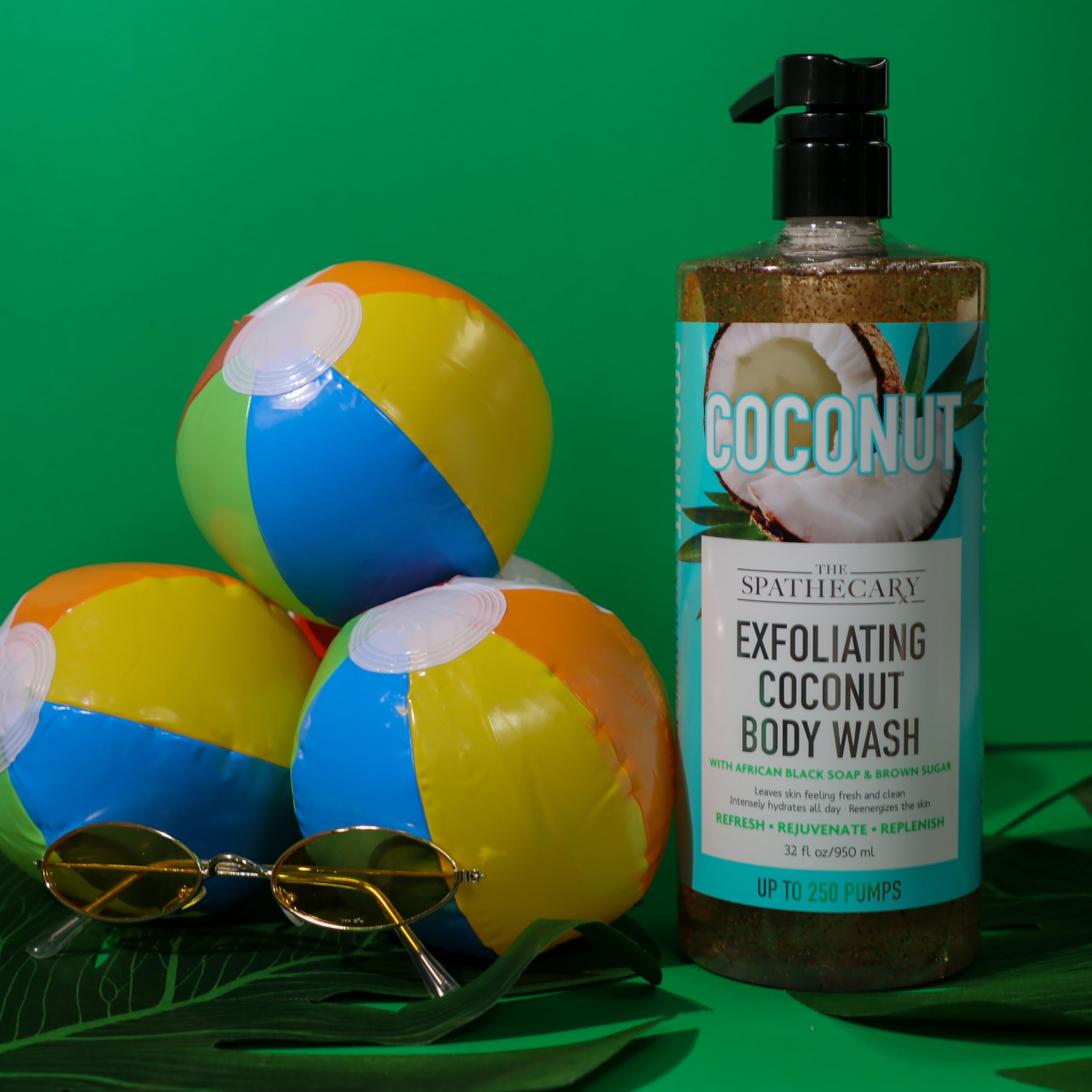 The Spathecary Exfoliating Coconut Body Wash, with African Black Soap and Brown Sugar to Refresh and Rejuvenate, 33 oz