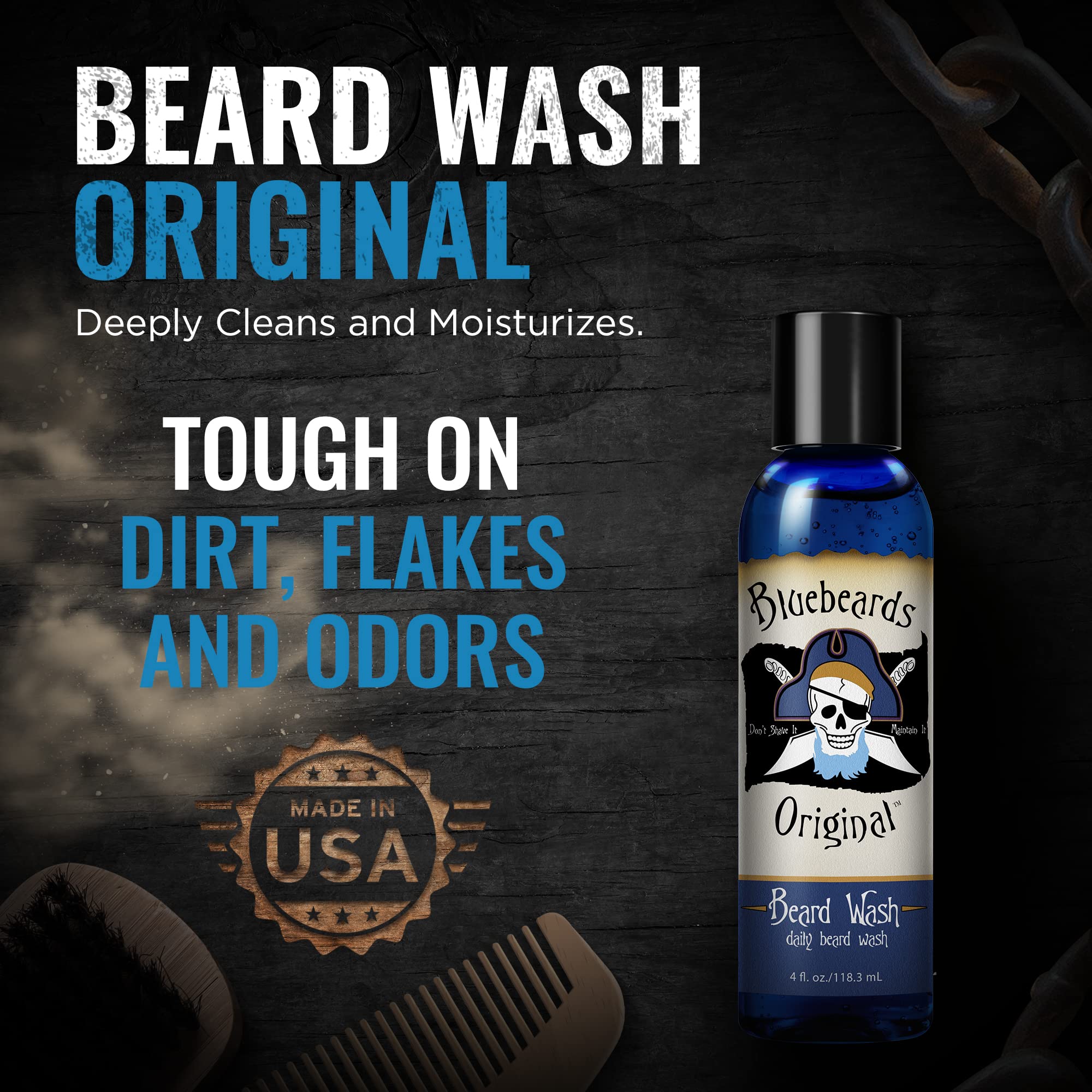 Bluebeards Original Beard Wash For Men, 4 Oz. - Natural Beard Wash And Beard Moisturizer, Infused With Aloe & Lime - Deeply Clea