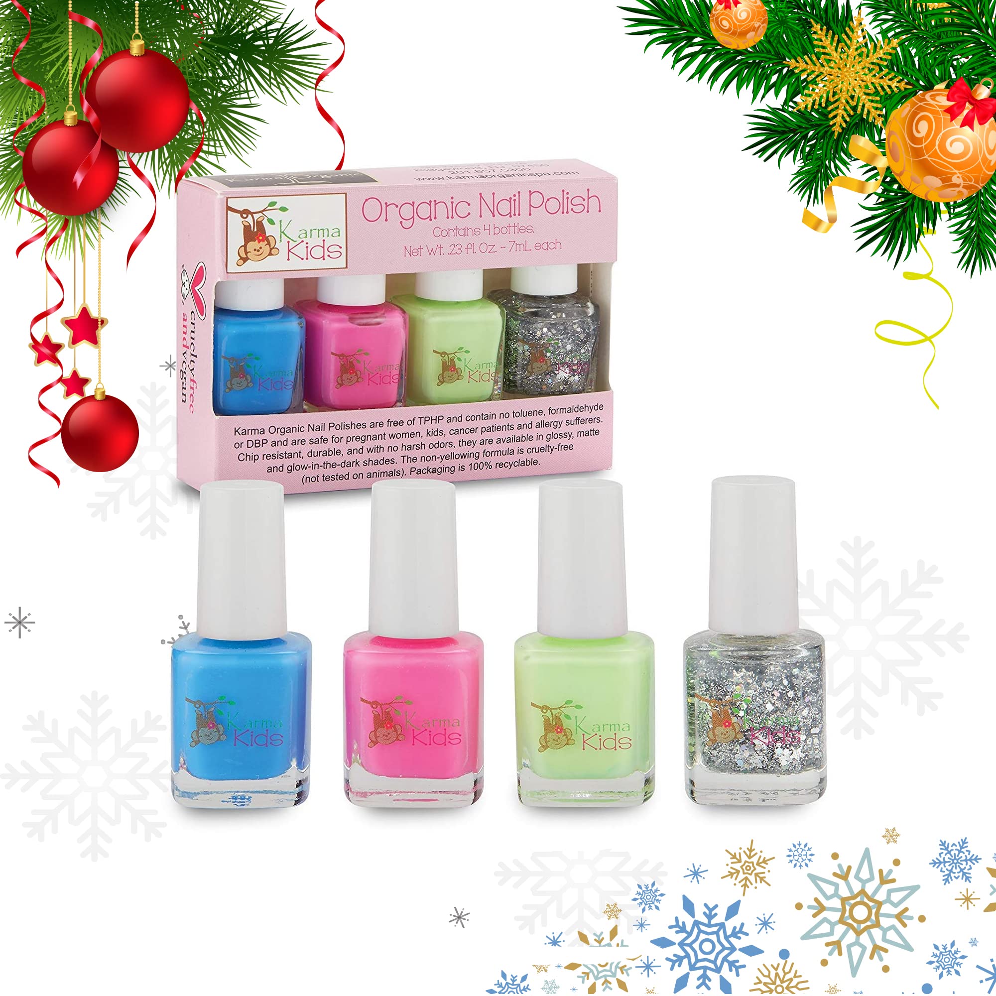 Karma Kids Nail Polish Box Set No. 1 Natural Safe Nail Polish for Little Girls - Non-Toxic, Vegan, and Cruelty Free - Quick Dry 