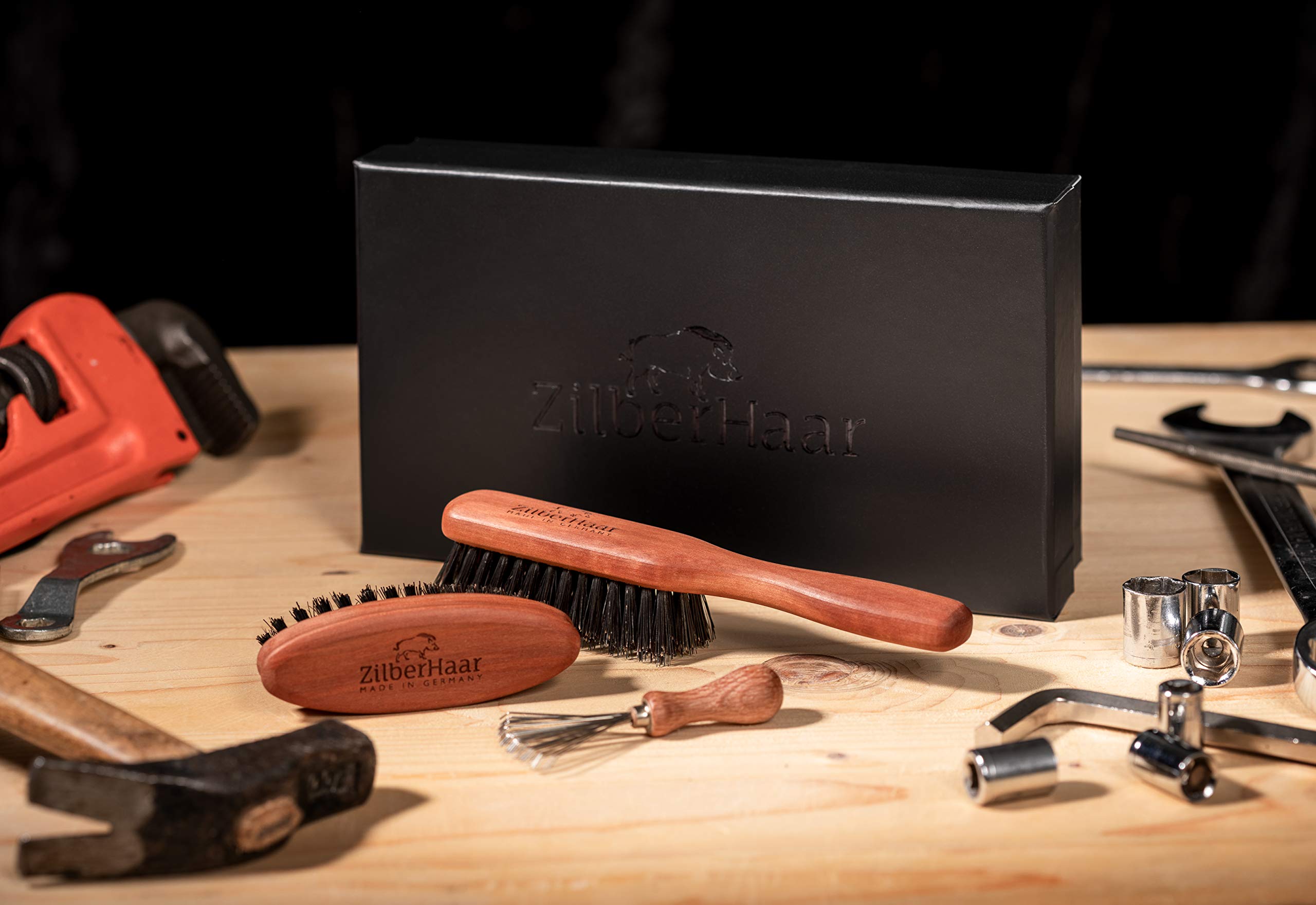 Zilberhaar Beard Brush Grooming Kit (Soft Version) 2Nd Cut Boar Bristles - Ideal For Stubbles And Short To Medium Beards - Distr