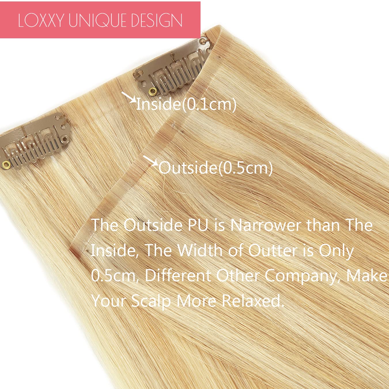 Loxxy 20Inch 110Gram 7Pcs Pu Tape Seamless Clip In Hair Extensions Human Hair 100% Real Remy Natural Human Hair Piano Light Gold