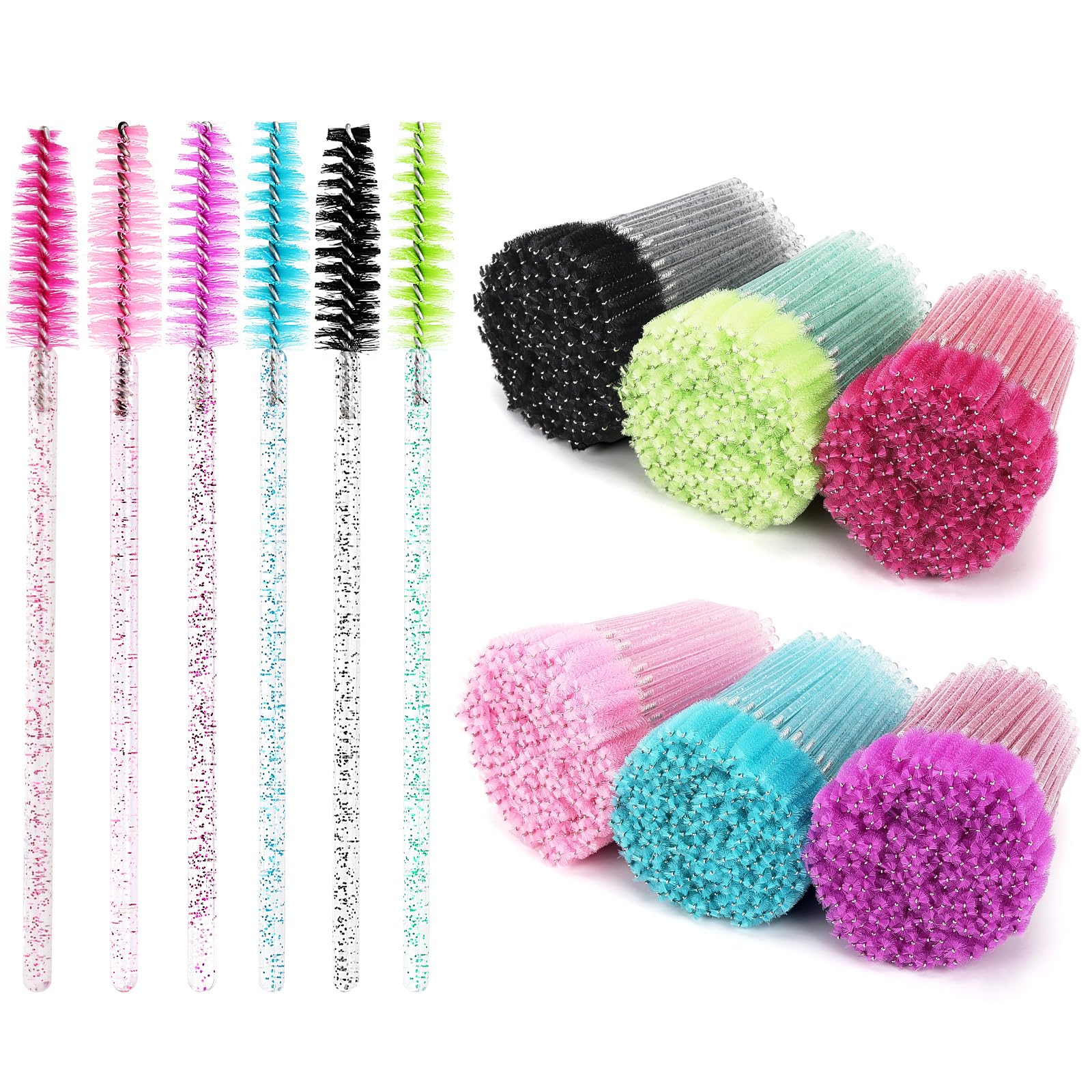 Tbestmax 1200 Disposable Eyelash Brush Crystal Eyebrow Spoolies Mascara Wands Makeup Brushes Applicators Kits for Eyelash Extens