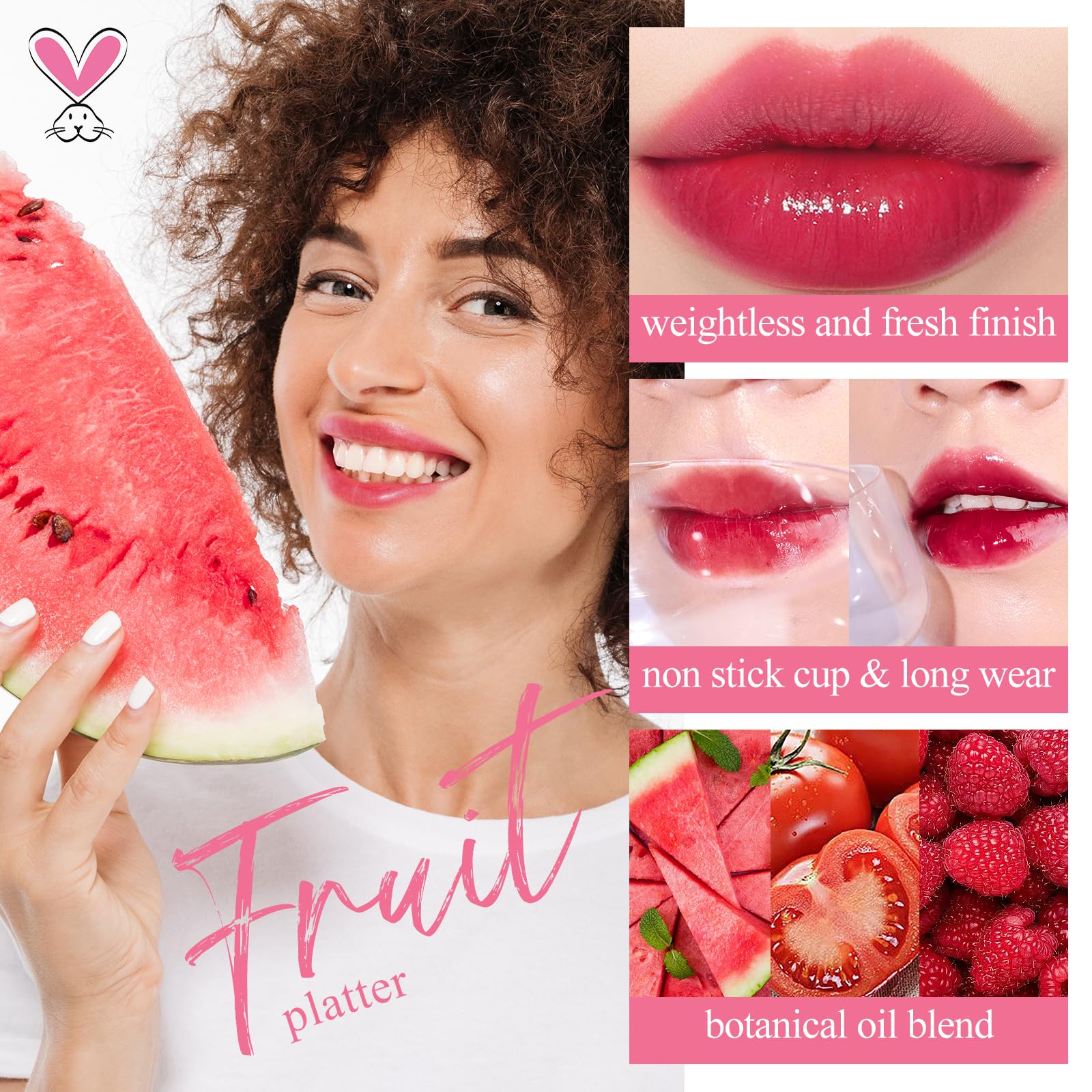 bayfree Lip Tint Stain Set, Korean Water Tint Lightweight Non-sticky, Waterproof Long Lasting Liquid Blush & Lip Stain, Transfer