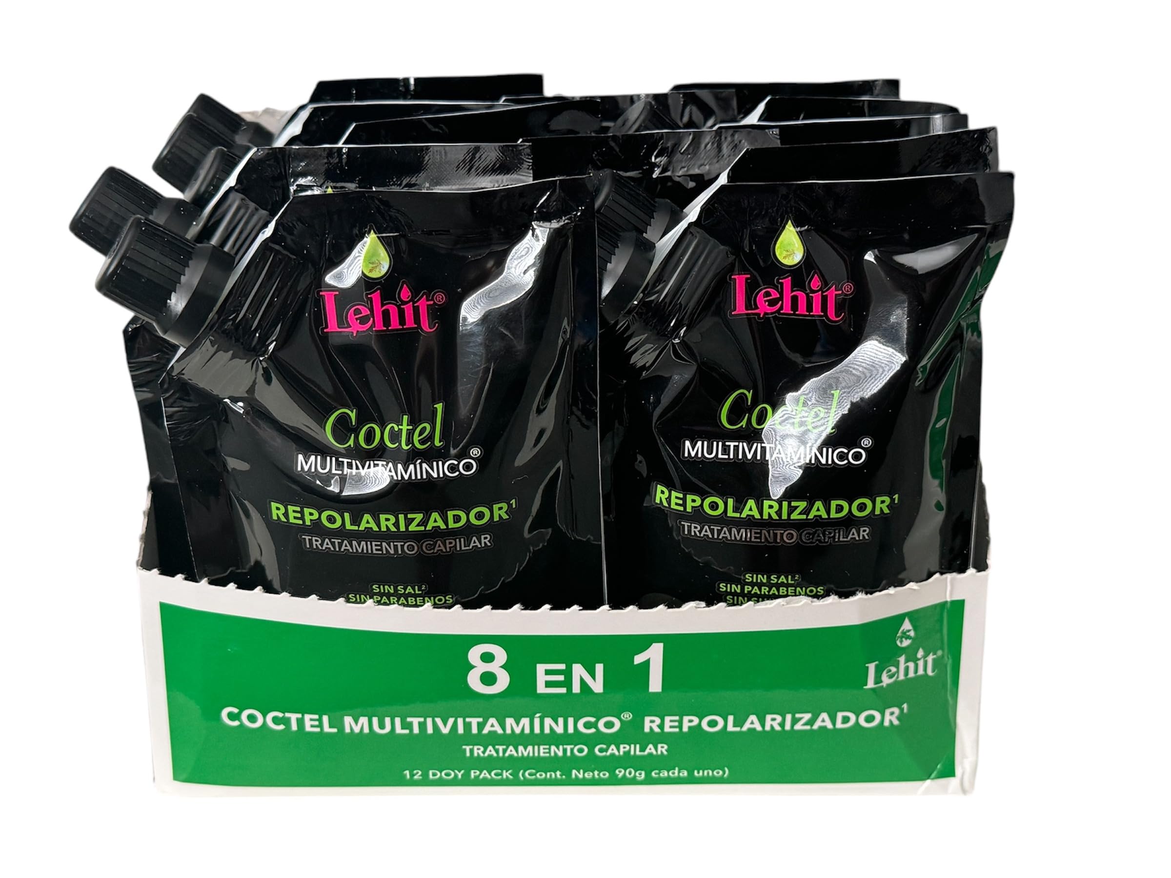 Lehit Coctel Multivitaminico 8 en 1 Tratamiento Capilar Repolarizador Caja x 12 doypacks de 90g.