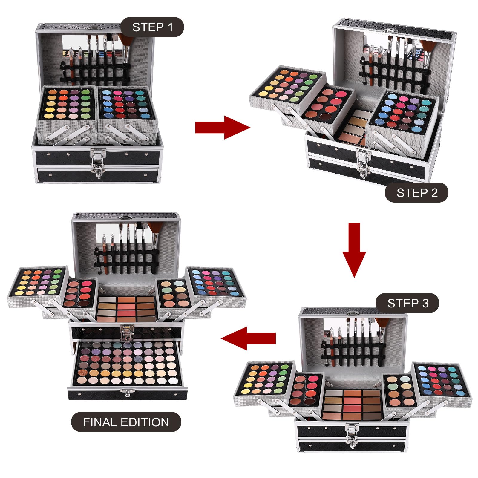 All In One Makeup Gift Set For Women Girls Full Kit, Includes Eyeshadow, Lipstick, Concealer, Highlighter, Eyebrow Powder, Blush