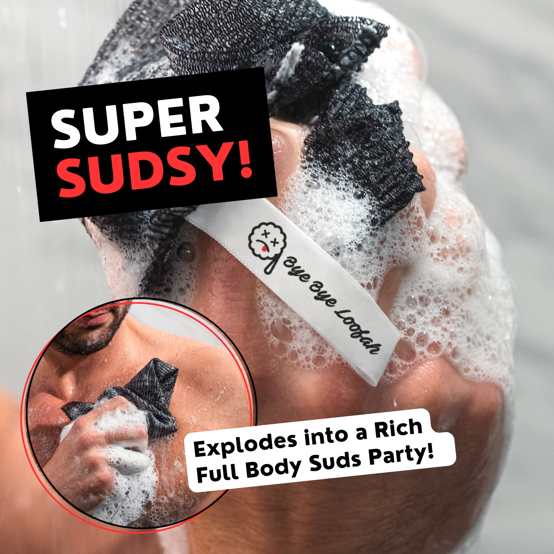 Extra Rough Exfoliating Washcloth - Extreme Body & Back Scrubber For Shower, Extra Long, Hygienic Exfoliator Wash Cloth, Men Or