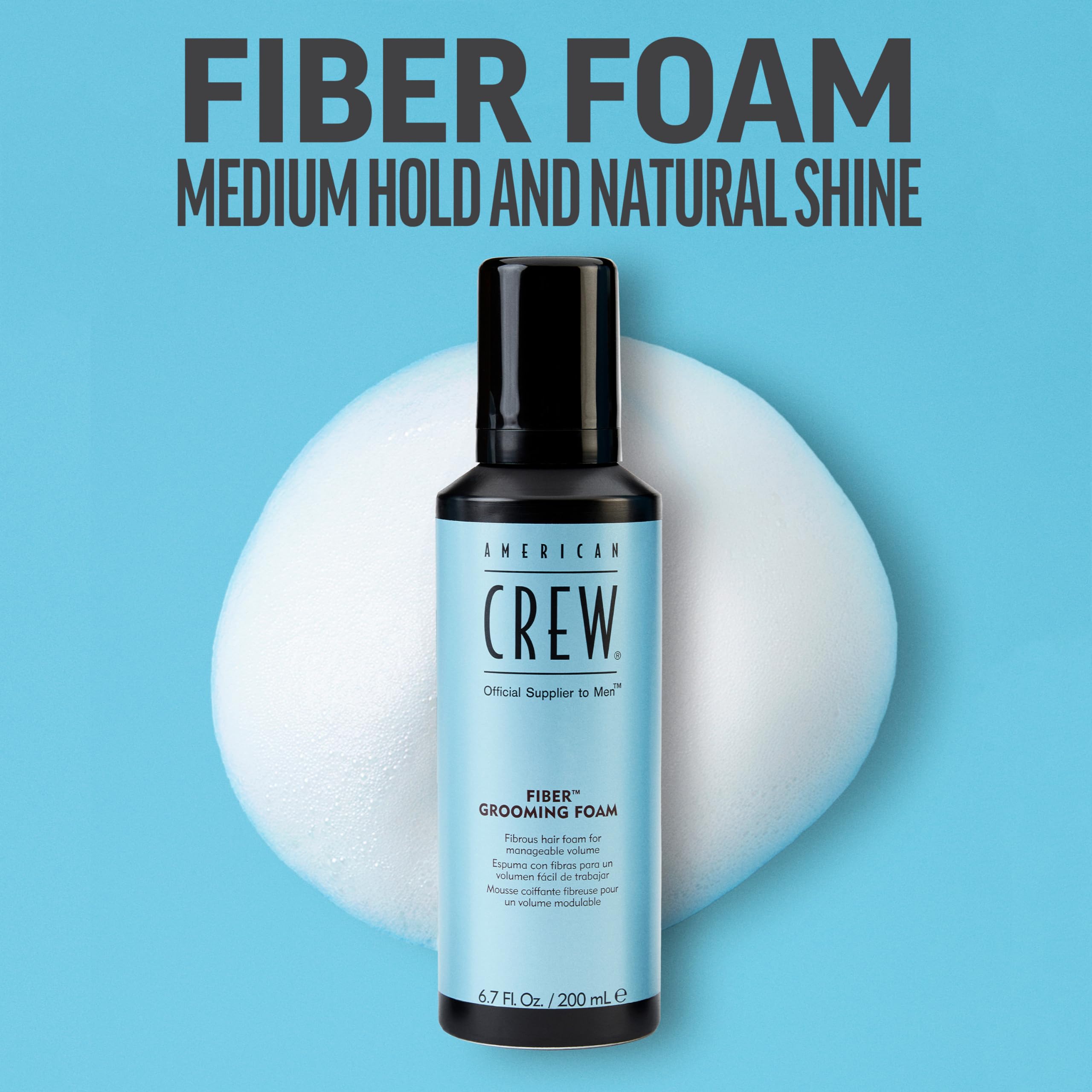 Men's Hair Fiber Grooming Foam by American Crew, Like Hair Gel, 6.7 Fl Oz