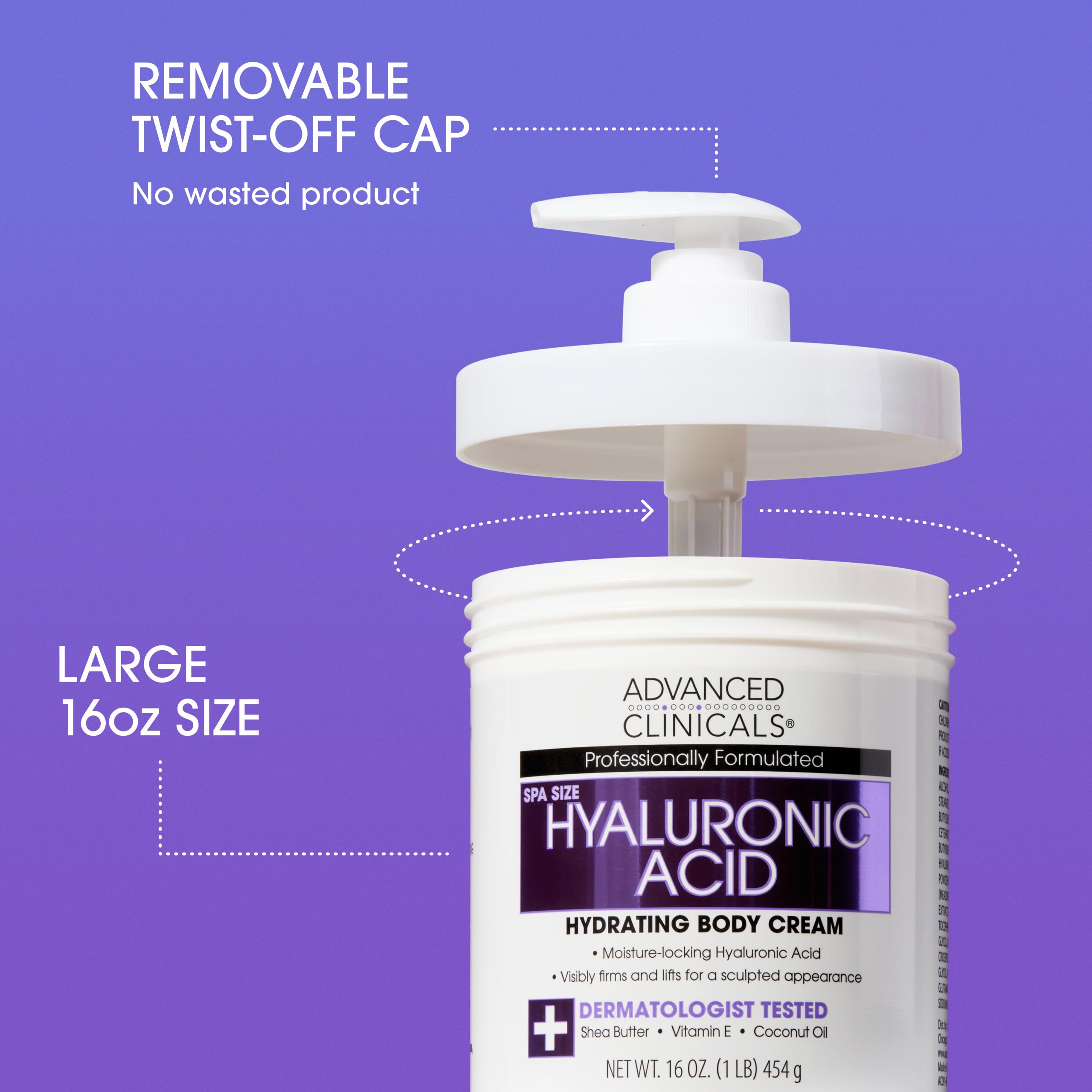 Advanced Clinicals Hyaluronic Acid Moisturizer + Fragrance Free Collagen Cream Face Moisturizer & Body Lotion 2pc Skincare Set F