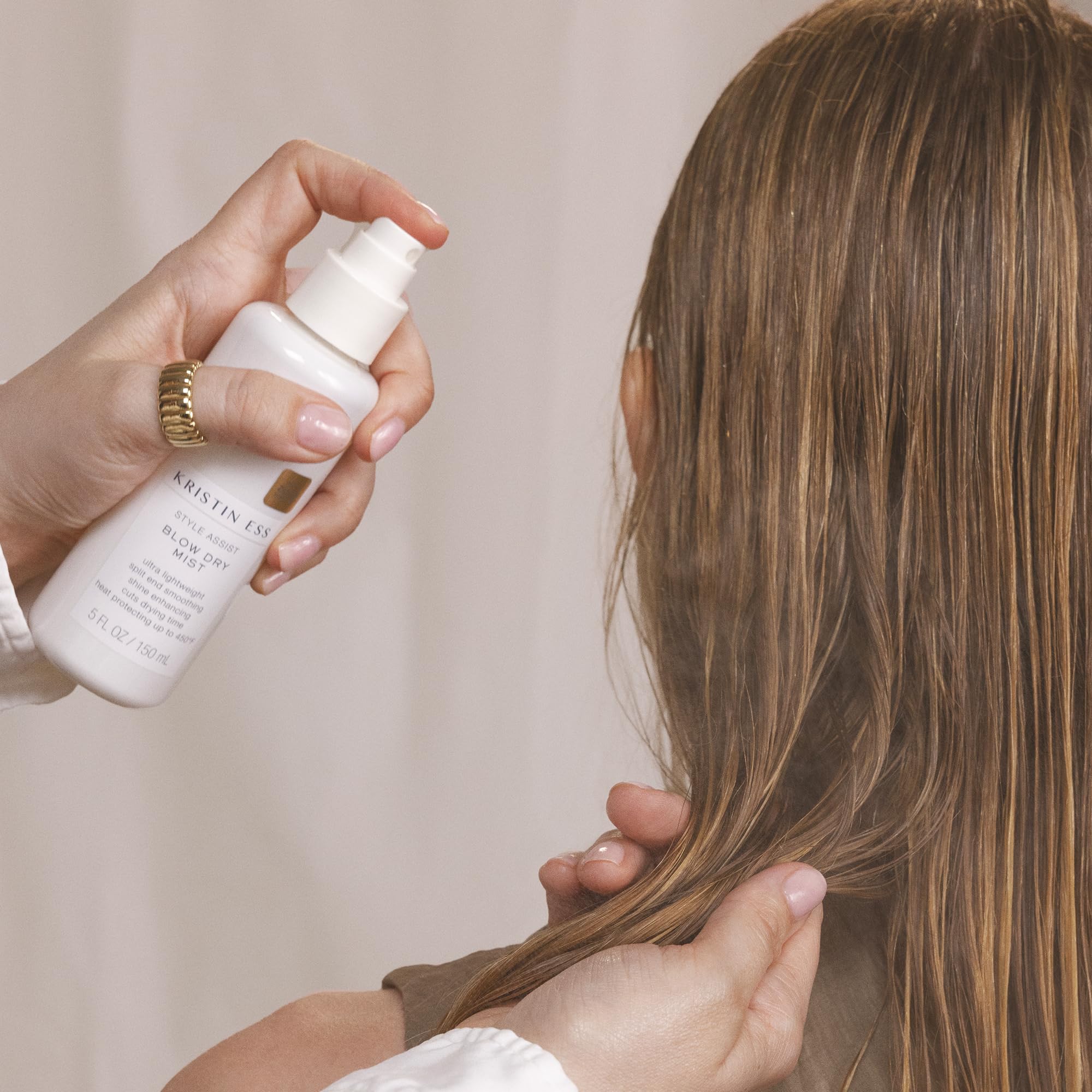 Kristin Ess Style Assist Blow Dry Mist Heat Protectant Spray - Shine Enhancing Frizz Control - Heat Protection Up To 450 - Sulfa