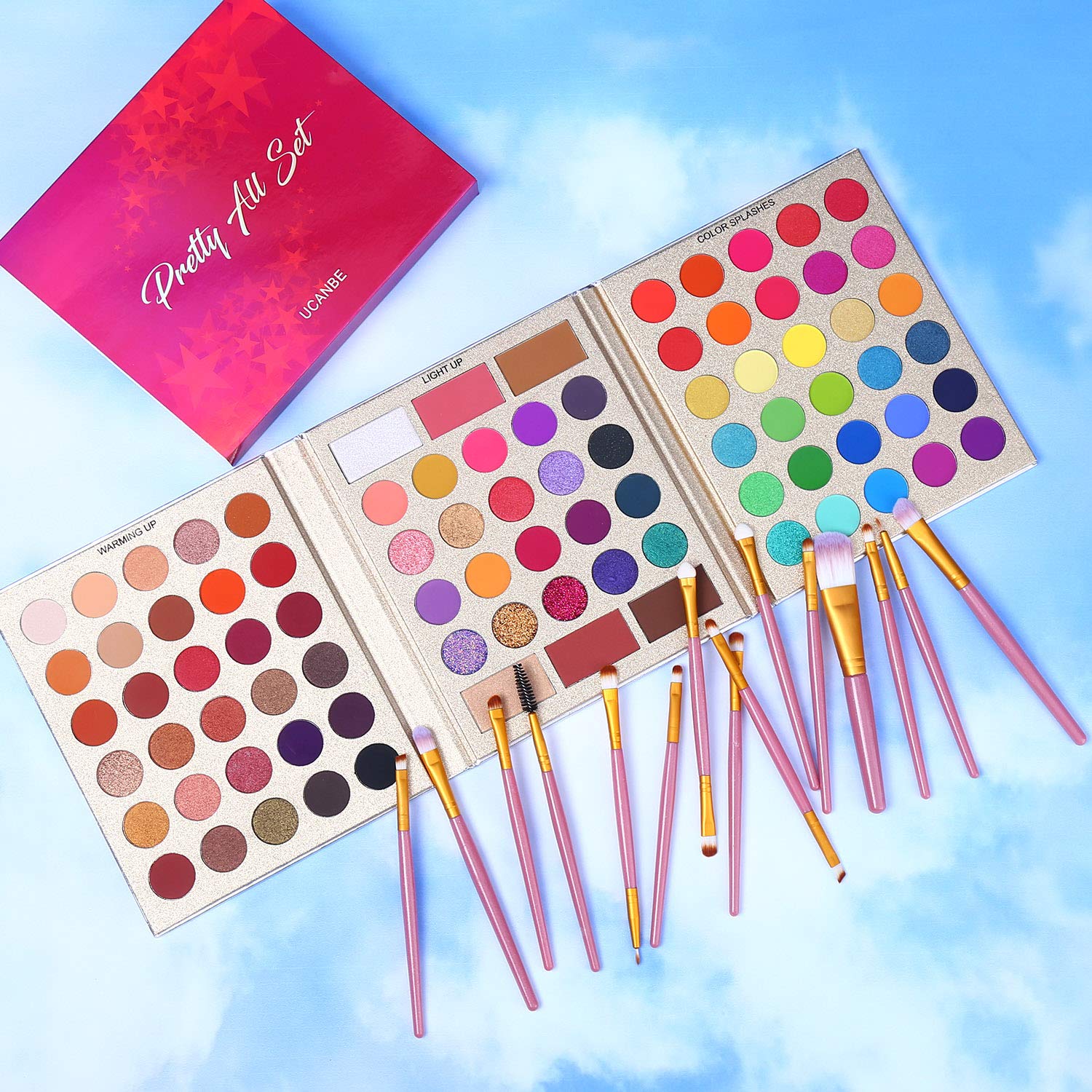 UCANBE 86 Colors Eyeshadow Palette with 15pcs Makeup Brushes Set - Colorful, Matte & Glitter, Long Lasting, Highly Pigmented