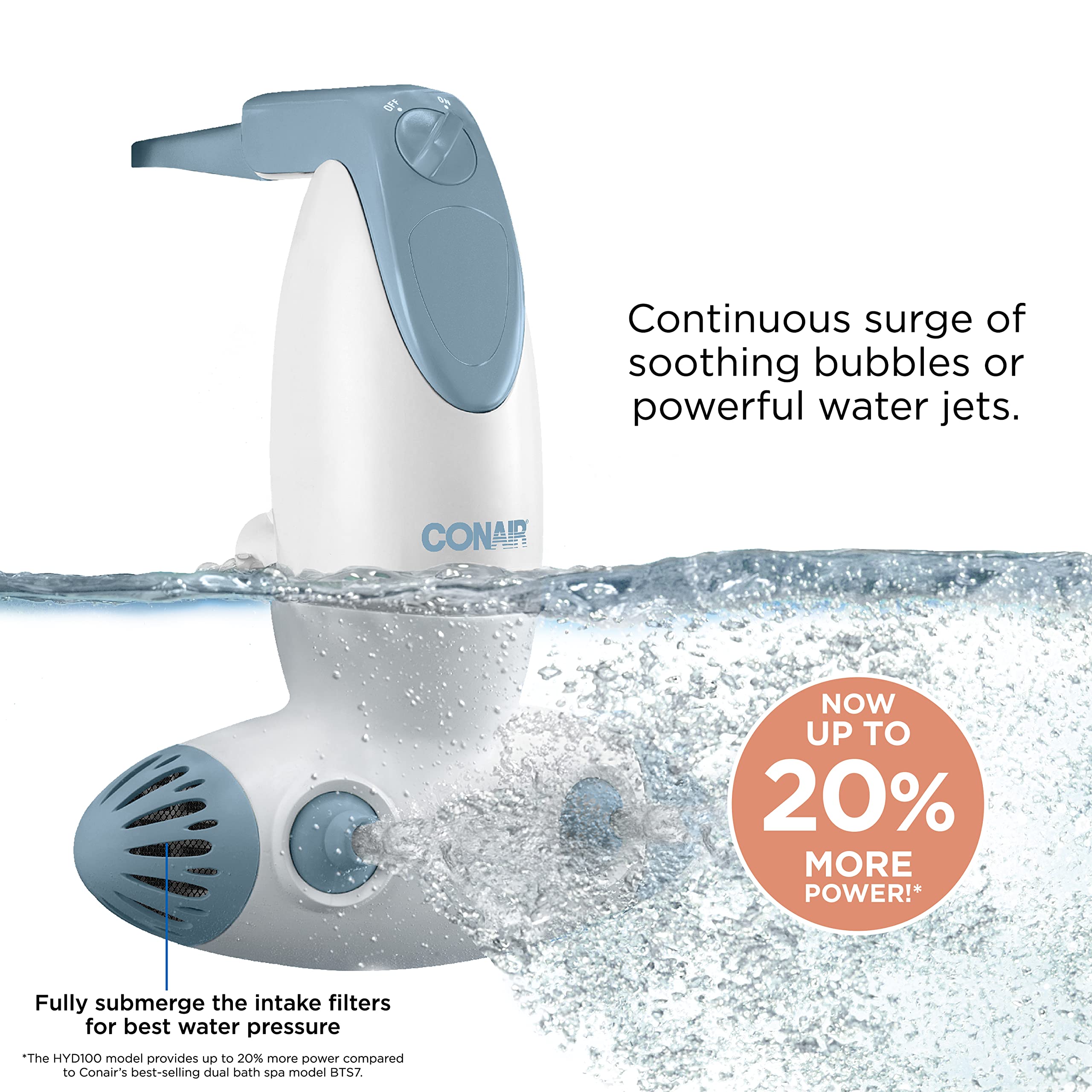 Conair Jet Hydro Spa - Portable Bath Spa With Dual Hydro Jets For Tub - Bath Spa Jet For Tub Creates Soothing Bubbles And/Or Mas