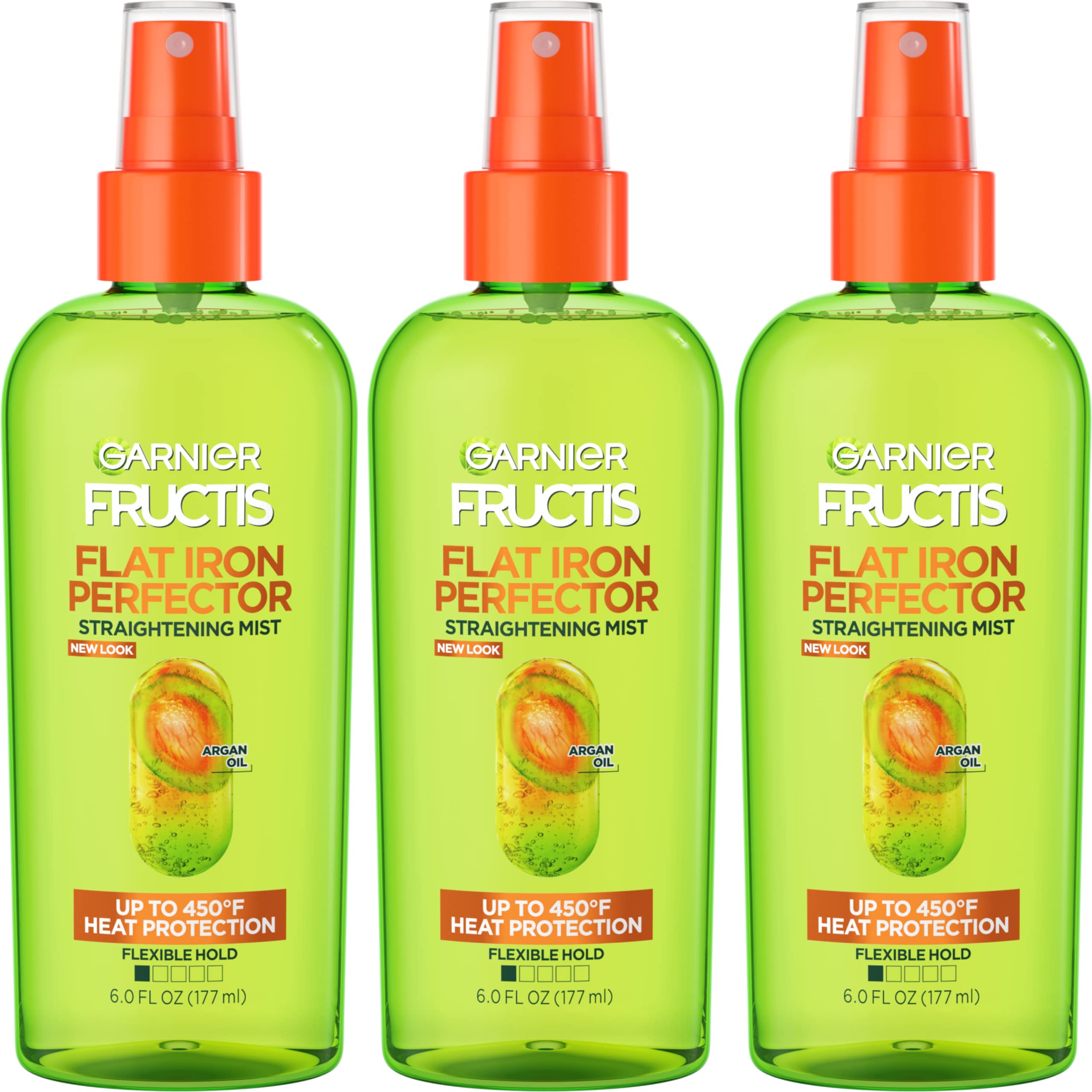 Garnier Fructis Style Flat Iron Perfector Straightening Mist for Heat Protection, Argan Oil, 6.0 Fl Oz, 3 Count (Packaging May V