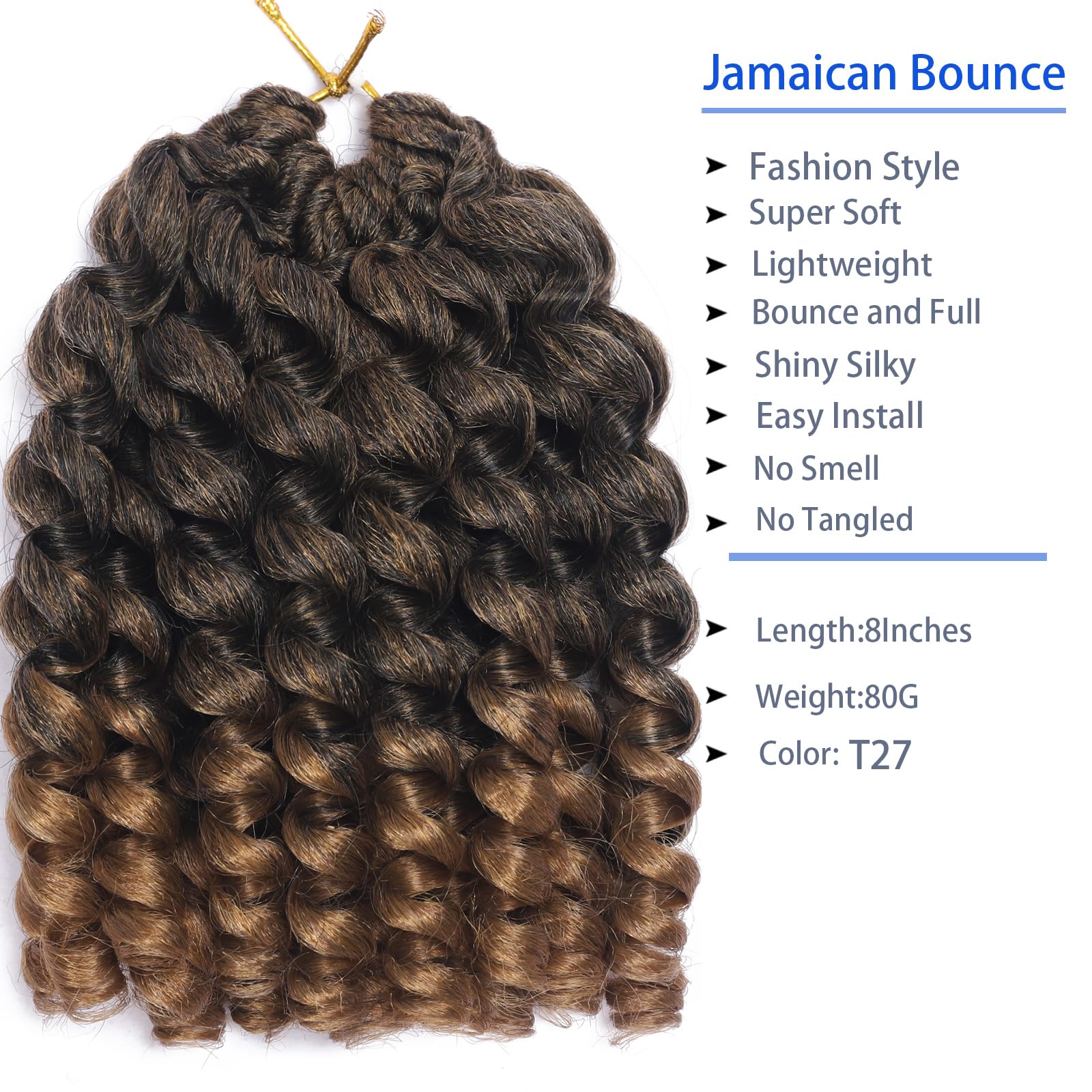 8 Inch Jamaican Bounce Crochet Hair 5 Packs 2X Ringlet Wand Curl Crochet Hair Pre Looped Bouncy Curl Curly Crochet Hair Extensio