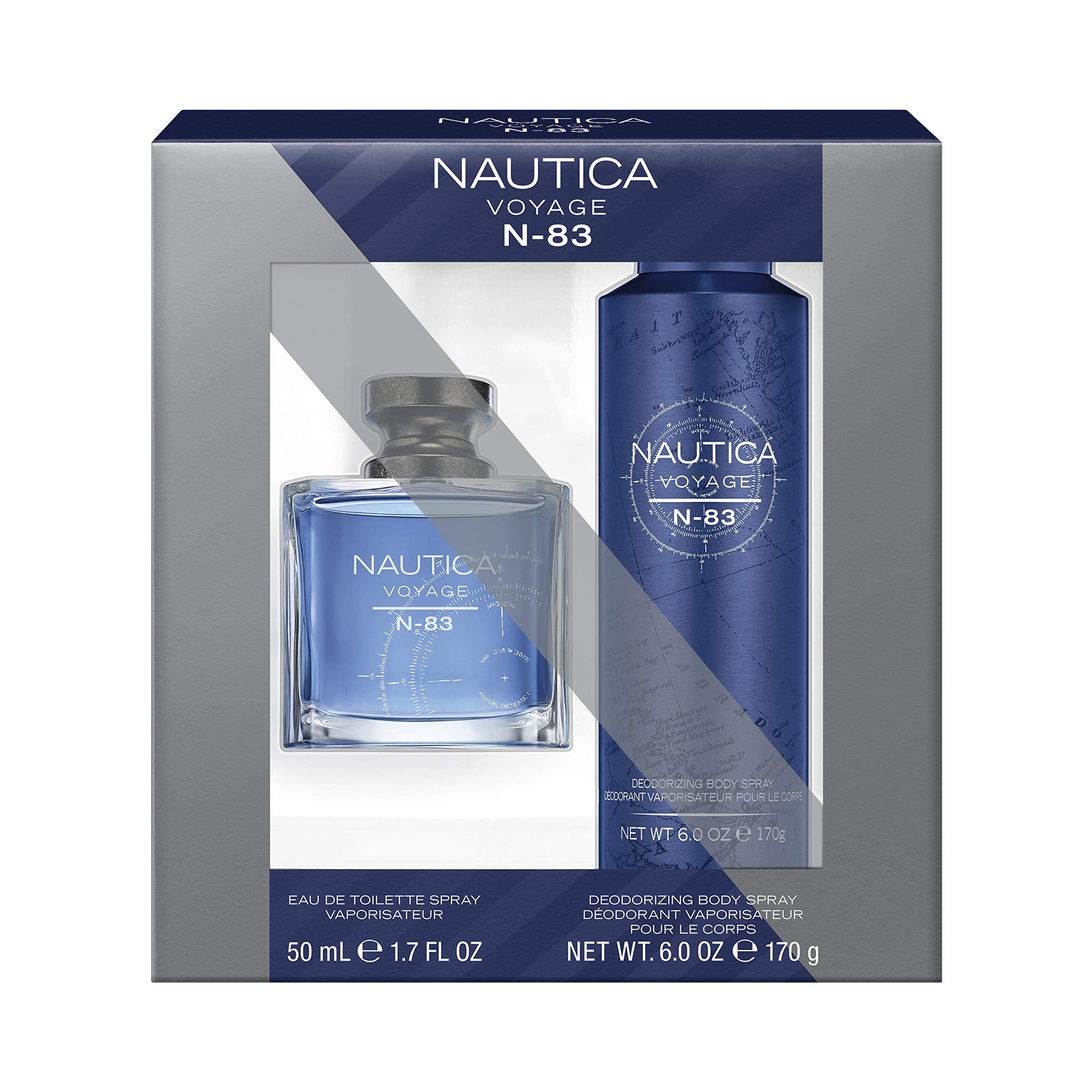 Nautica Voyage N83 2-Piece Gift Set With 1.7-Ounce Eau De Toilette And 6-Ounce Body Spray, Total Retail Value $40.00