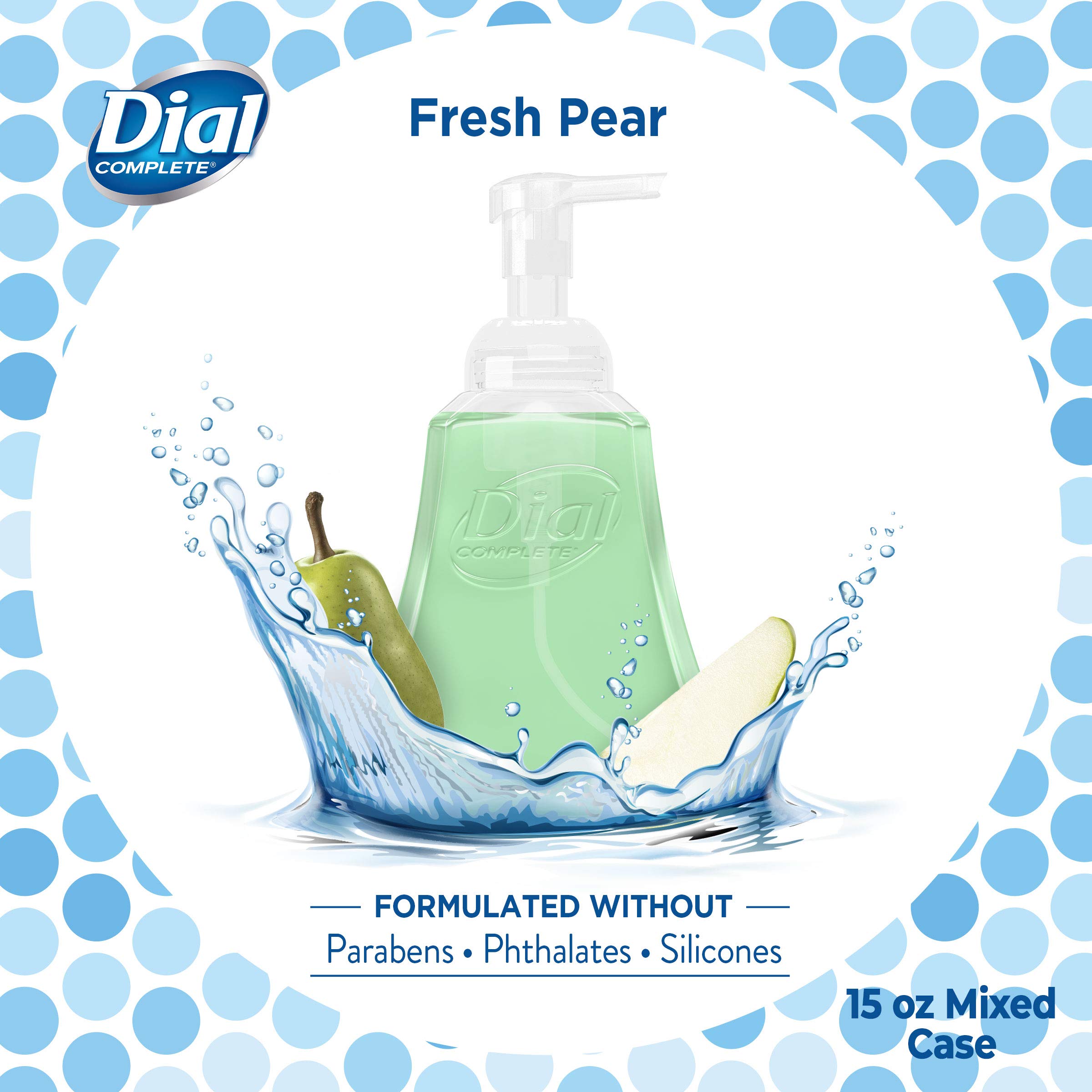 Dial Complete Anti-bacterial Foaming Hand Wash, 60 oz of Foaming Hand Soap. 2-scent Variety Pack Spring Water/Pear, 15 Fluid Oun
