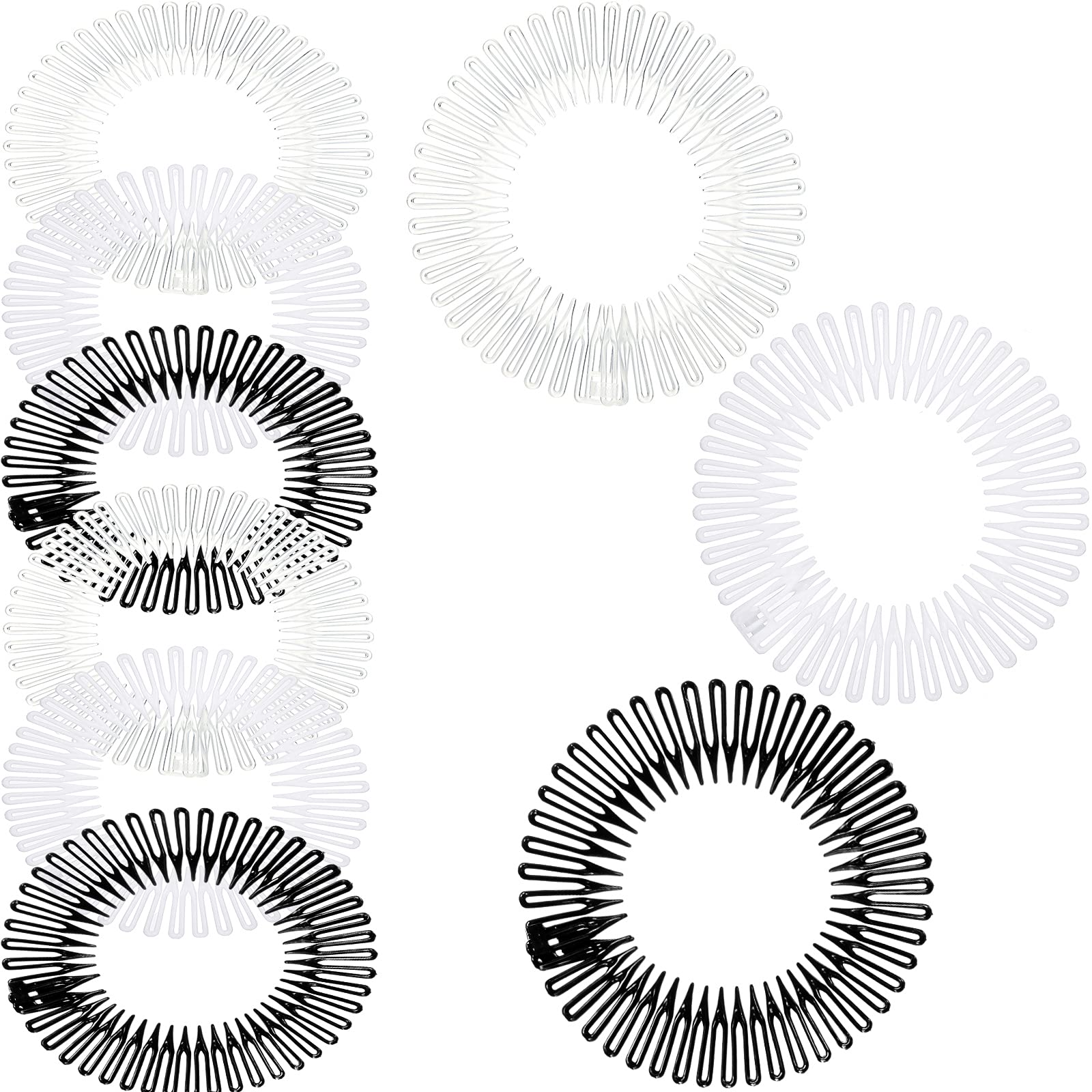 Shappy Hairband, 9 Pieces Full Circular Stretch Comb Flexible Plastic Circle Comb Stretch Hairband Headband Holder for Women Gir