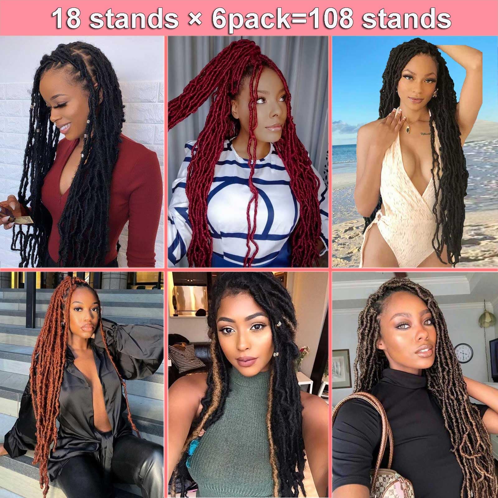22 Inch Soft Locs Crochet Hair Pre Looped 6 Packs Faux Locs Crochet Braids Curly Wavy Goddess Locs For Butterfly Locs Hair (22 I