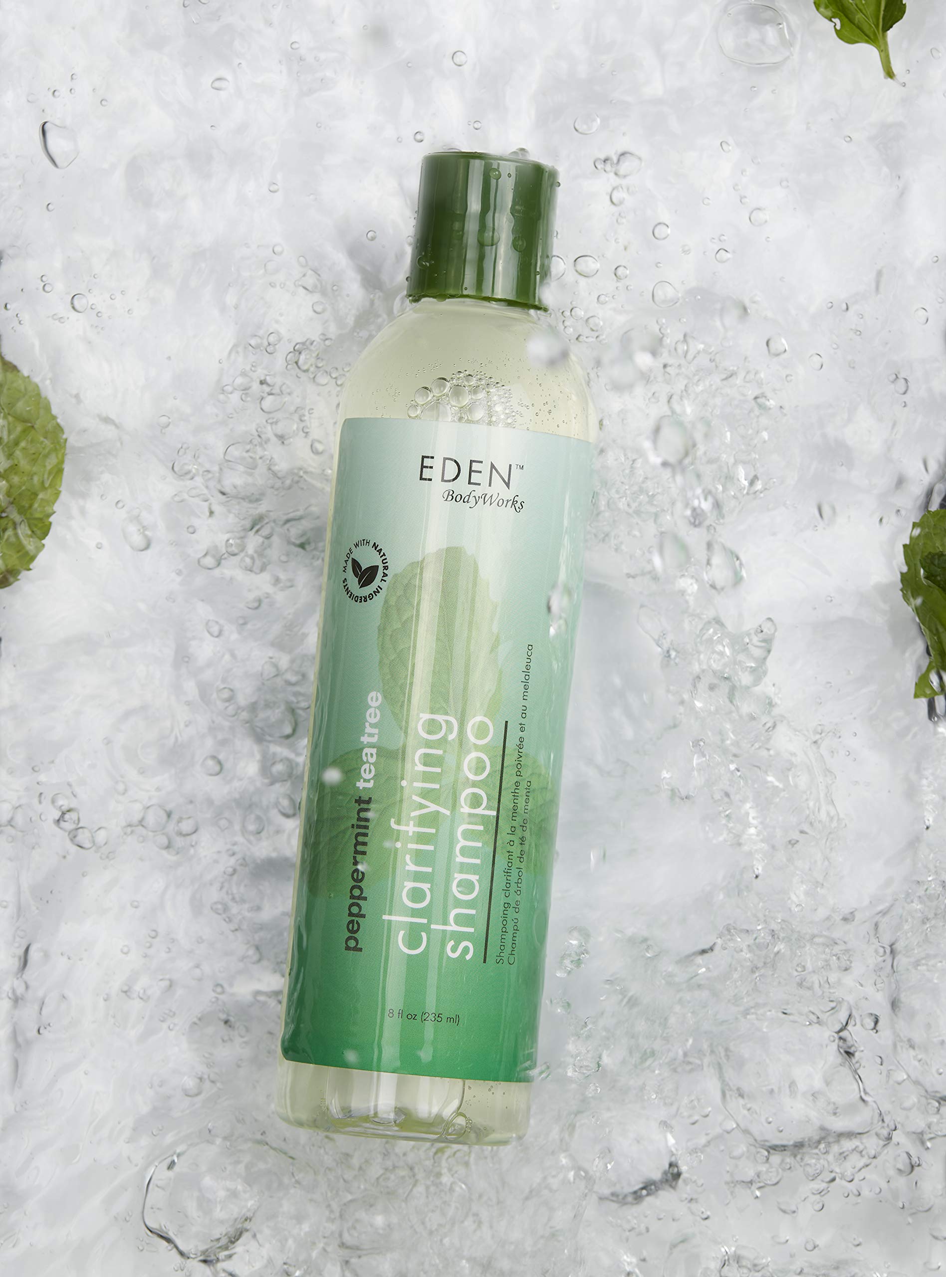Eden Bodyworks Peppermint Tea Tree Clear Clarifying Shampoo For Oily Hair, Dry Hair, Curly Hair - Scalp Cleansing Shampoo For Bu