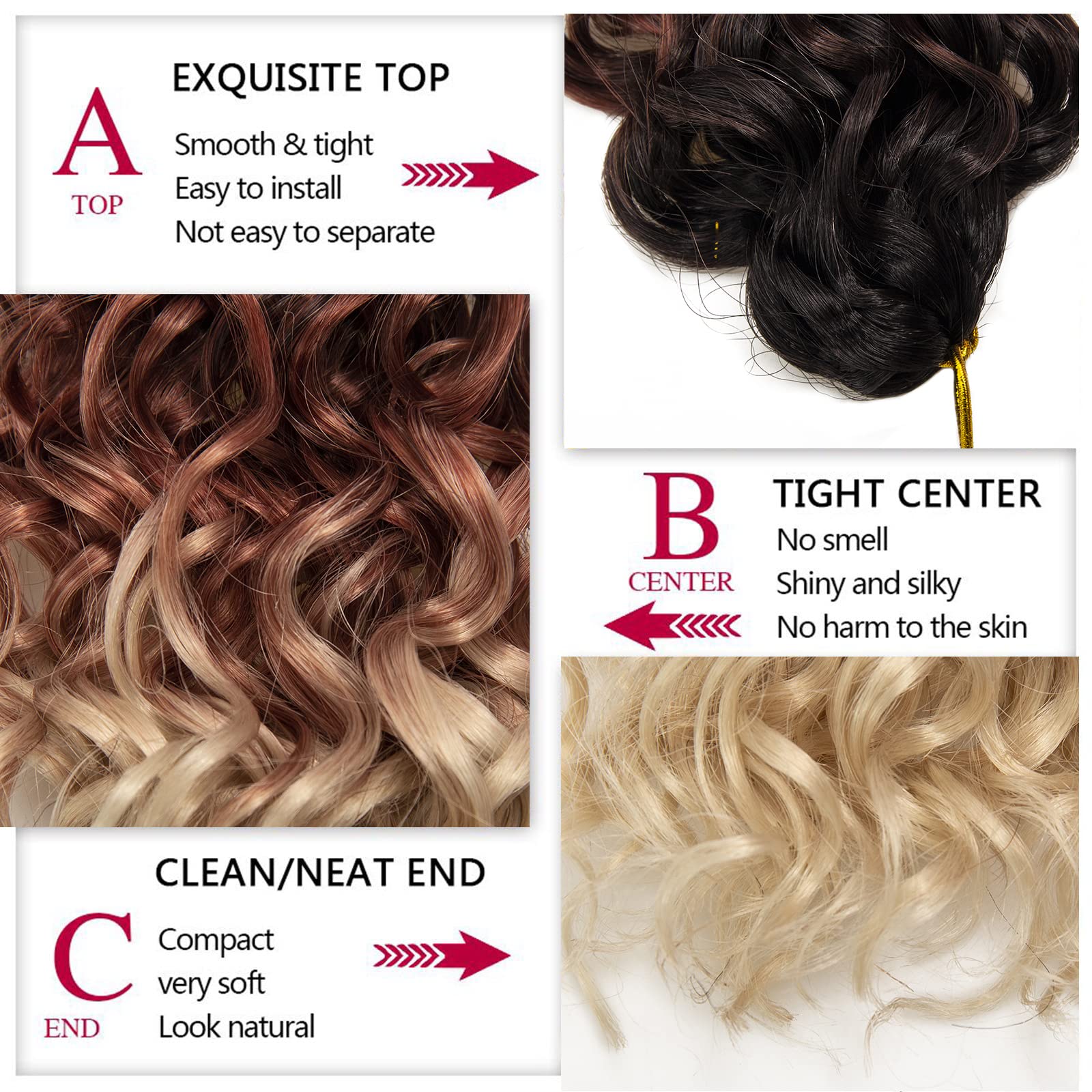 Gogo Curl Crochet Hair 10Inch Water Wave Crochet Hair Ombre Synthetic Bohemian Crochet Braid Deep Wave Braiding Hair Extensions