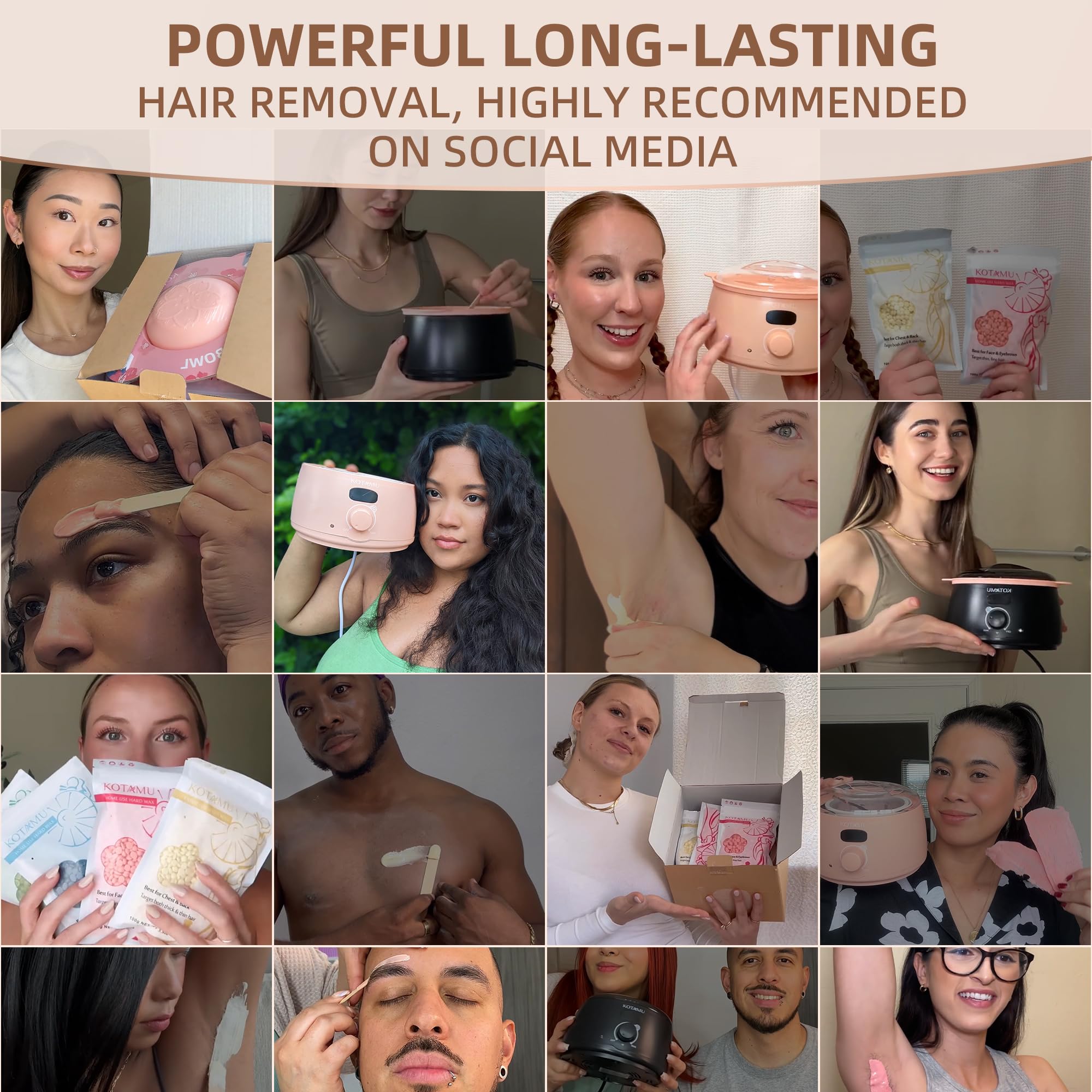 Kotamu Wax Beads For Hair Removal, 1Lb Lavender Hard Wax Beans For Sensitive Skin, Facial, Chin, Underarms, Brazilian Bikini Fac