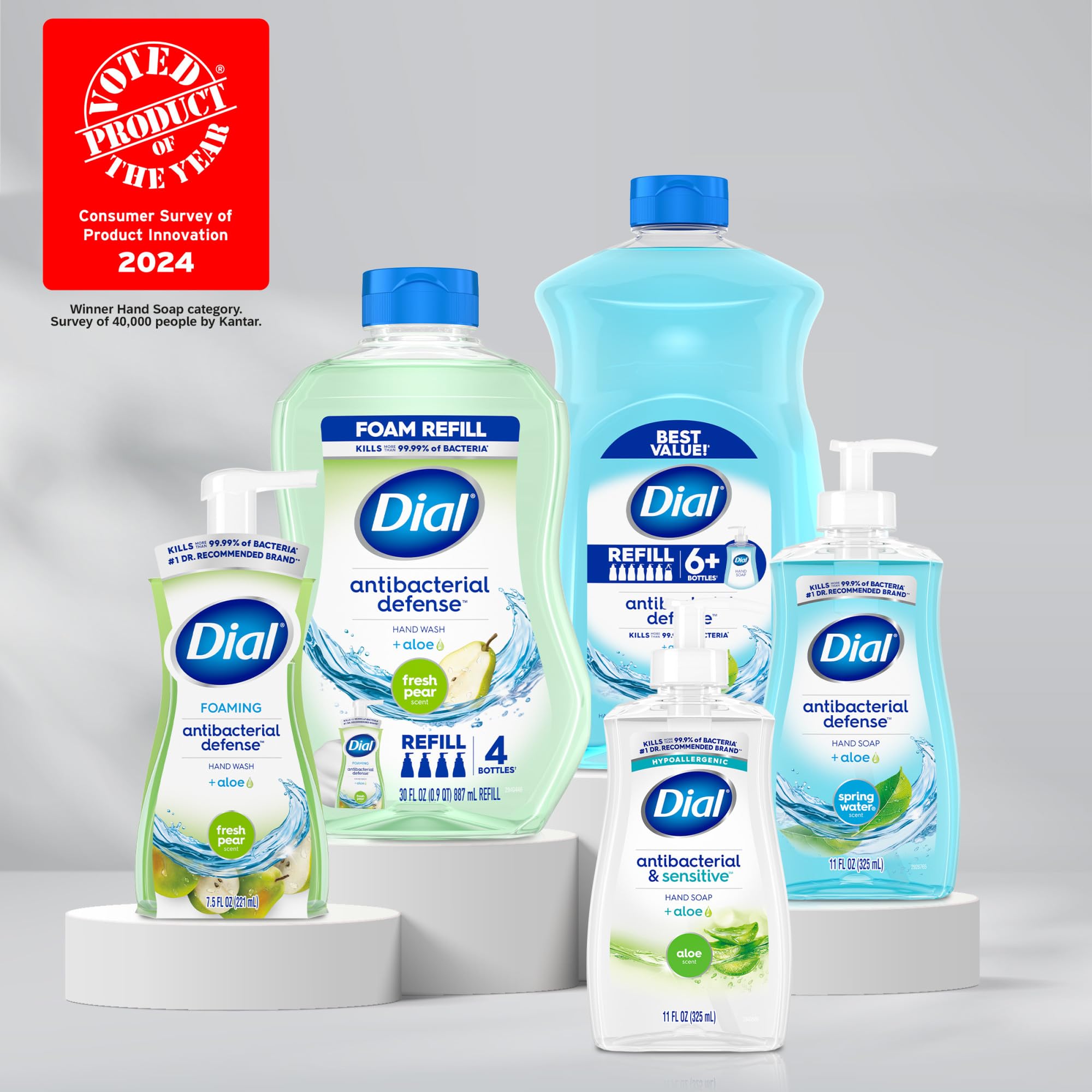 Dial Antibacterial & Sensitive Foaming Hand Wash, Fragrance Free, 7.5 Fl Oz Pack Of 6