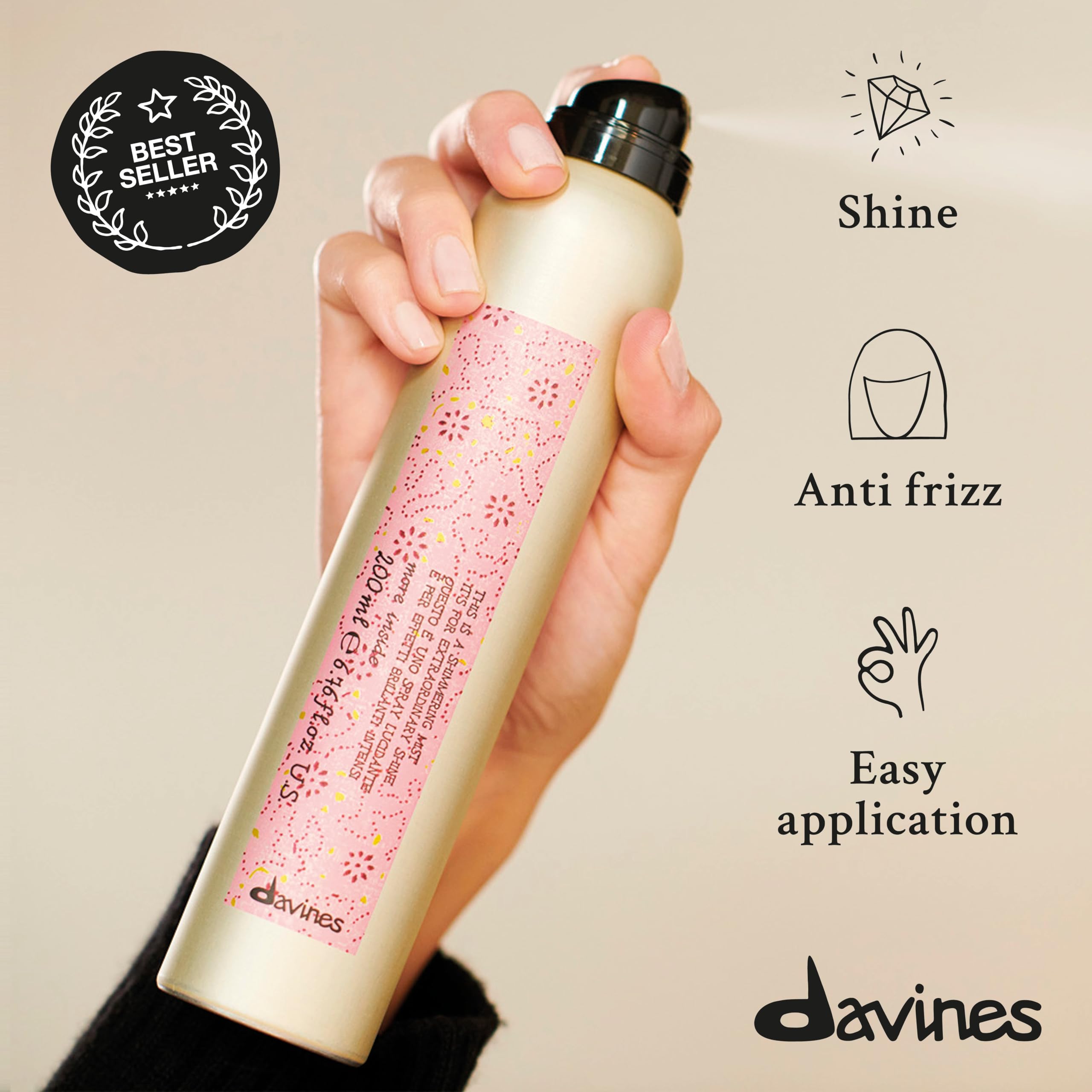 Davines This Is A Shimmering Mist, Light Finishing Mist For Added Shine, Gloss And Moisturizing Anti-Frizz Protection, 6.76 Fl.
