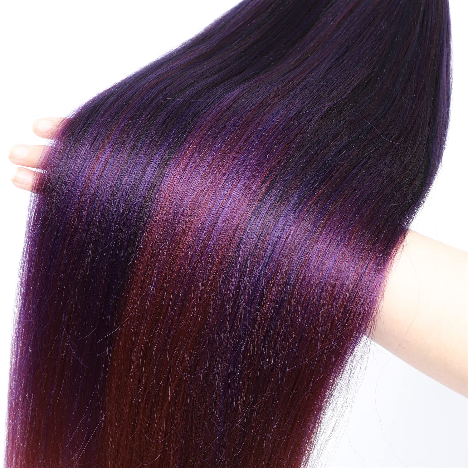 Run Shui Ombre Pre Stretched Braiding Hair, 36 Inch 3 Tones Kanekalon Braid Hair Extensions, 8 Packs Multi Color Blend Braiding