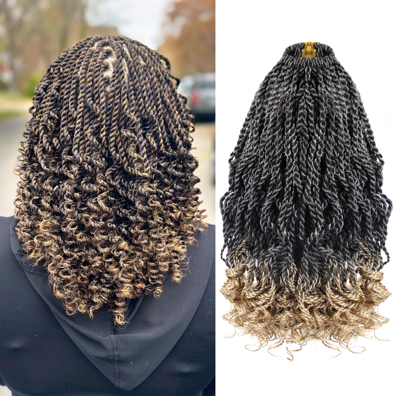 Wavy Senegalese Twist Crochet Hair 8 Inch Short Kids Crochet Hair With Curly Ends 8 Packs Small Curly Crochet Hair For Black Wom