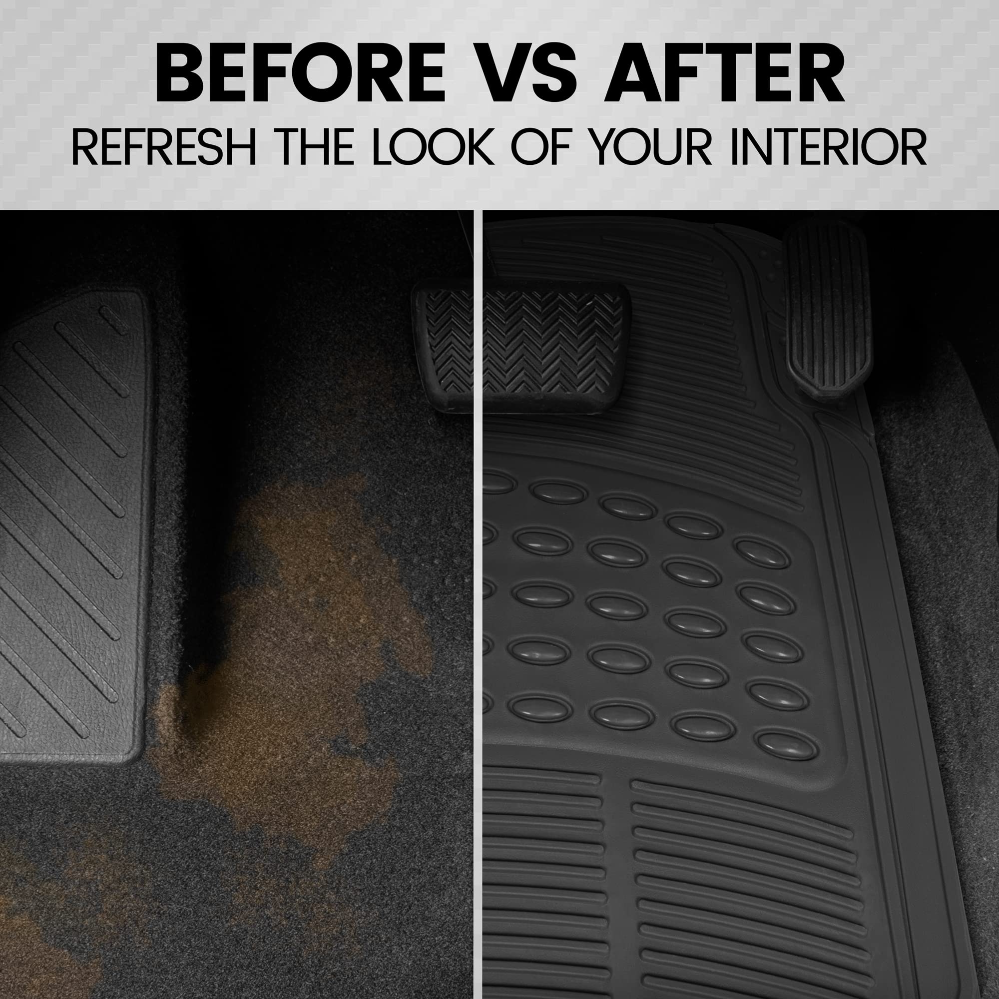 Bdk Contour Liners - Original Heavy Duty Rubber Floor Mats For Car Suv Truck  Van - All Weather Protection (Original)