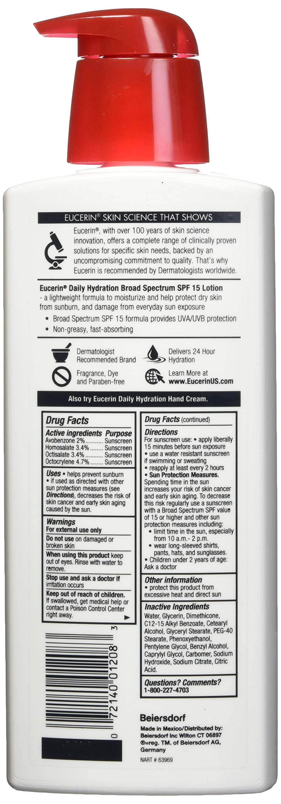 Eucerin Daily Hydration Moisturizer & Sunscreen Lotion Spf 15 16.9 Oz