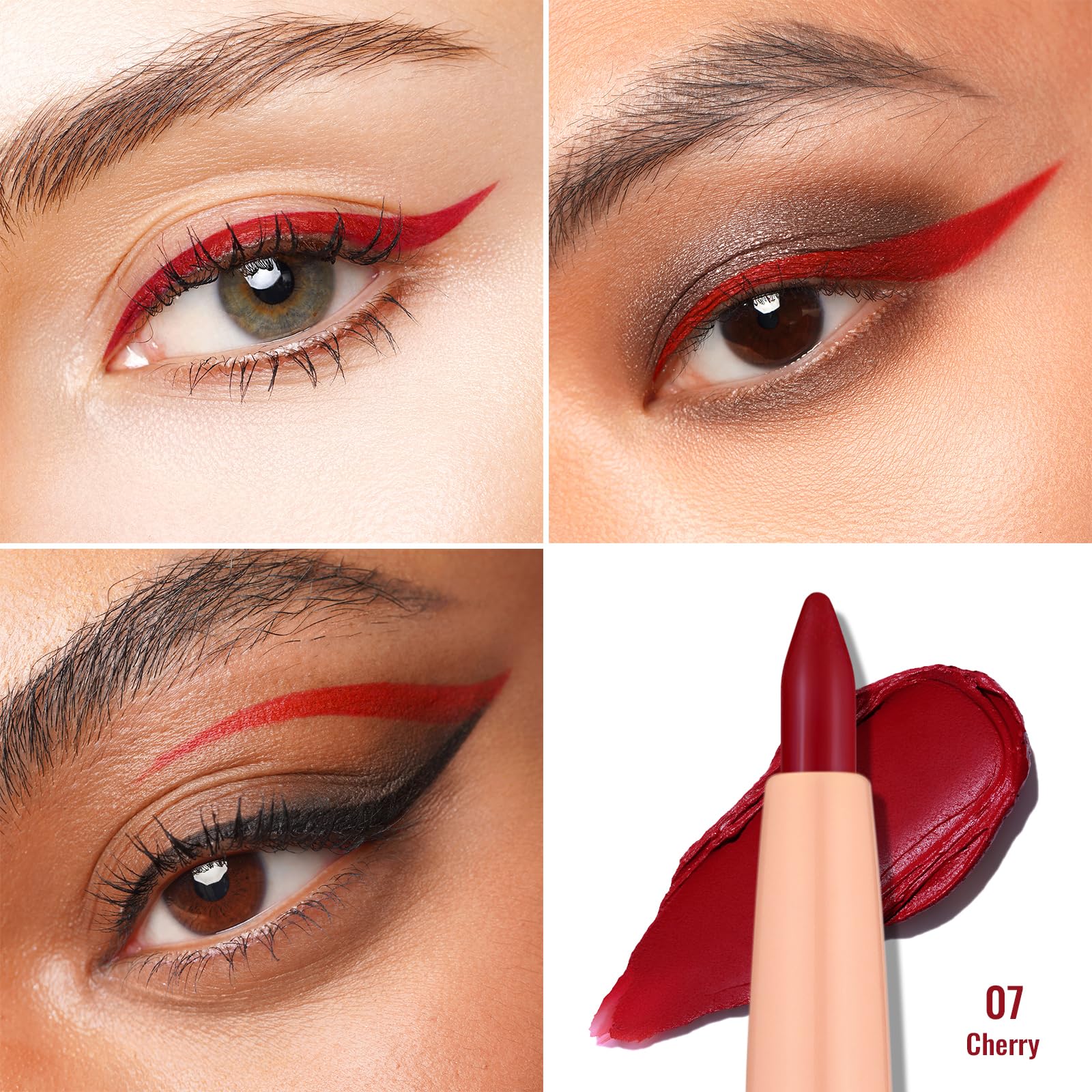 Oulac Red Eyeliner Pencil Retractable 2In1 Waterproof Eye Liner And Lip Liners, Smooth And Creamy, Long Lasting Matte Finish, Ve