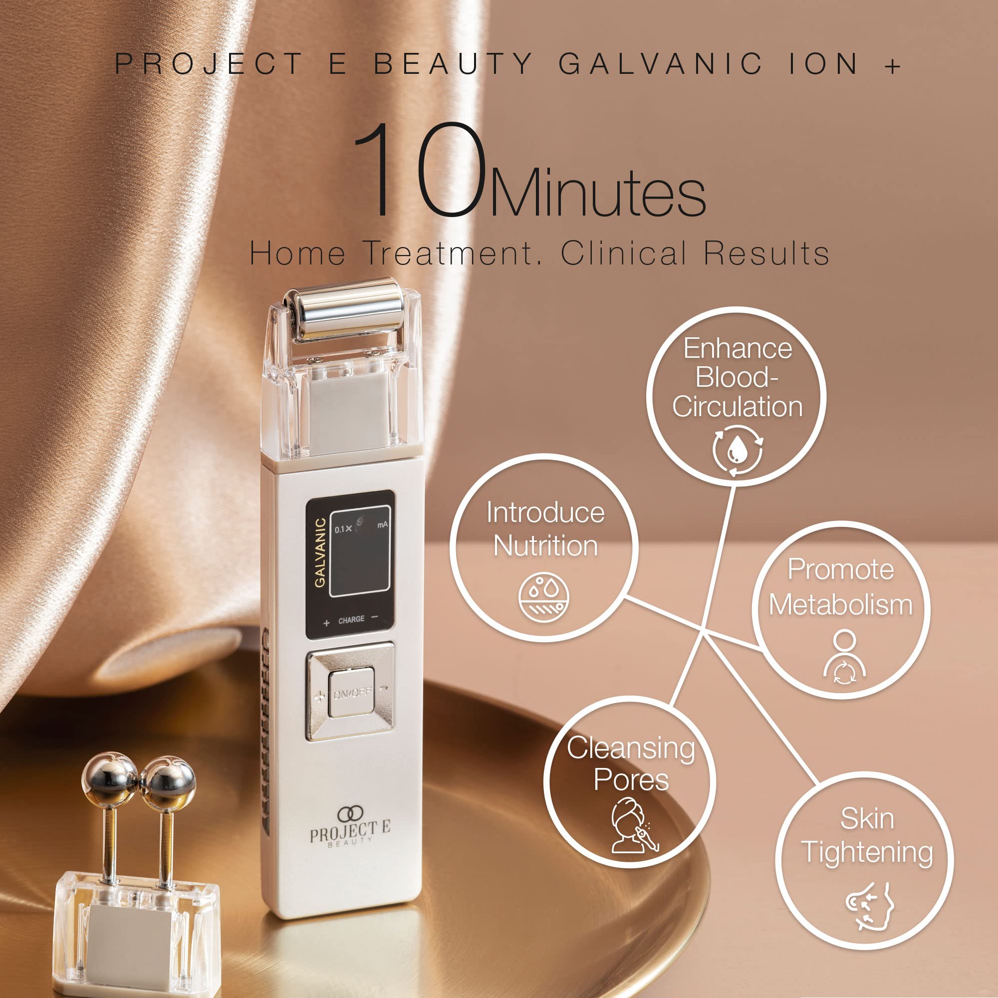 Project E Beauty Galvanic Facial Lifting Roller | Wireless Galvanic Facial Machine Skin Care Reduce Wrinkles Skin Tightening Fir