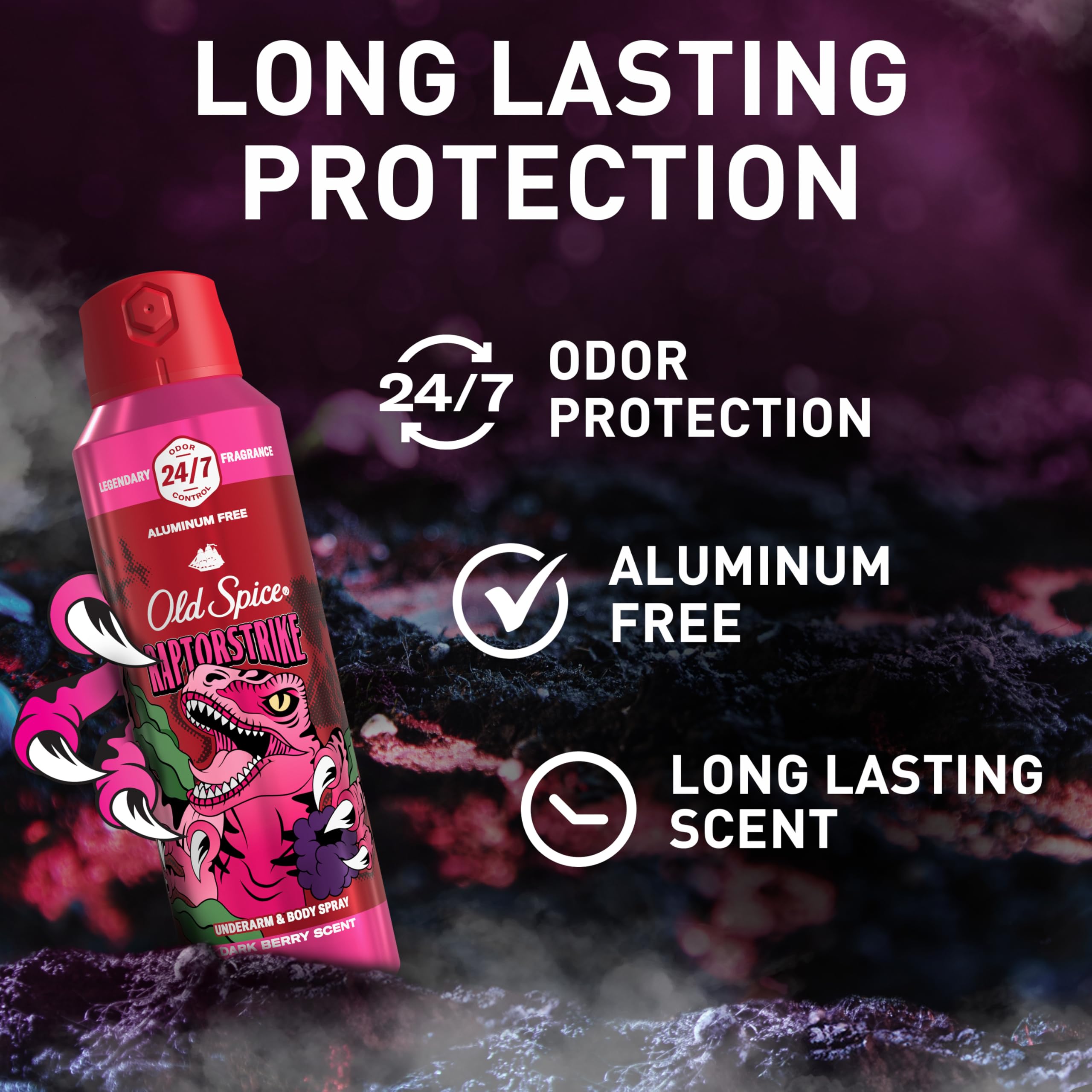 Old Spice Aluminum Free Body Spray for Men, 24/7 Odor Protection, 24/7 Lasting Fragnance & Freshness, Cologne Quality Scent, Rap