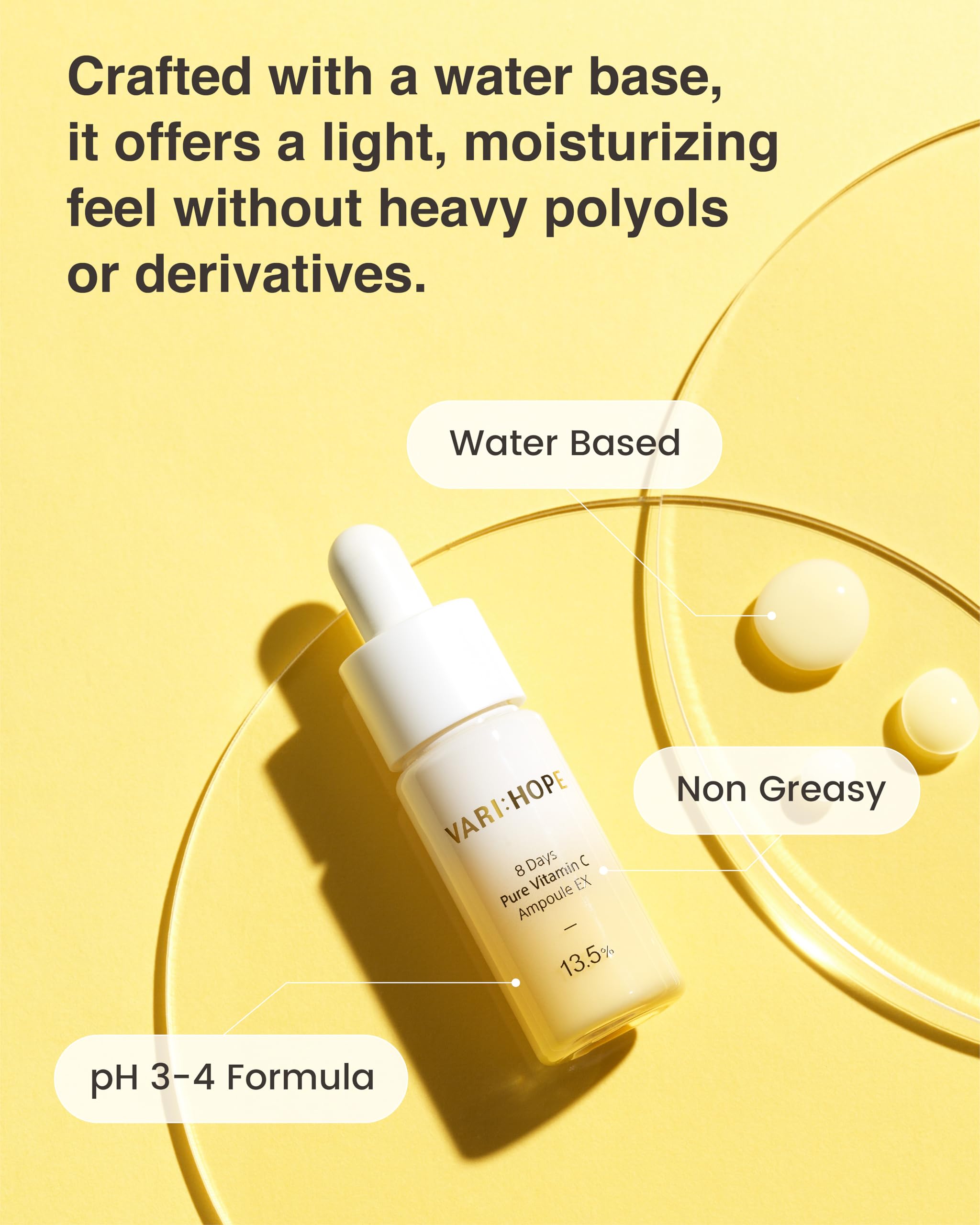 Varihope 8 Days Vitamin C Serum (0.5Oz) - Facial Serum For Dark Spots With Pure Face Ampoule. Korean Brightening, Glowing Skin C